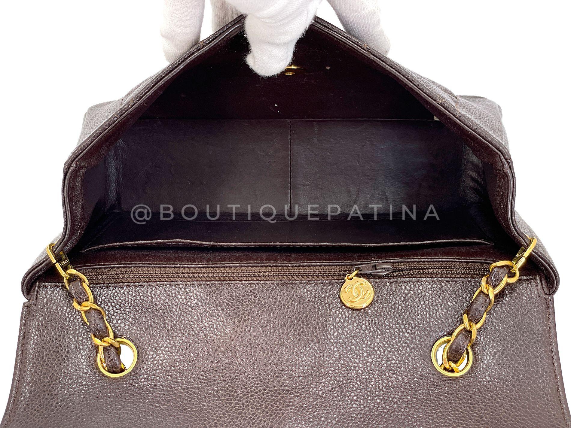 Chanel 1997 Vintage Brown Caviar Medium Diana Flap Bag 24k GHW 68627 For Sale 5