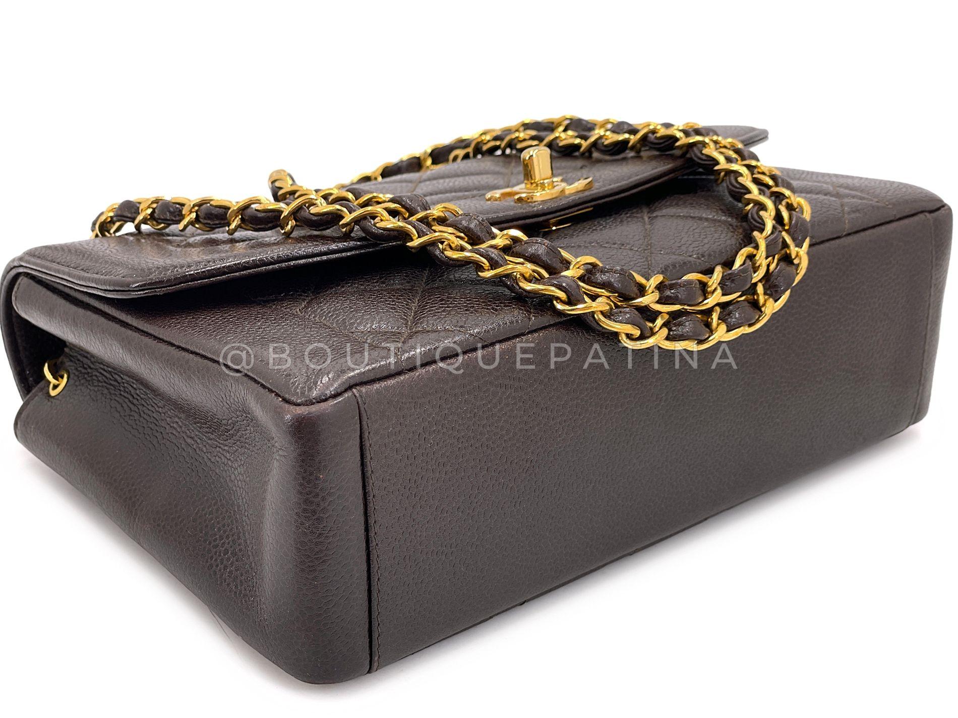 Chanel 1997 Vintage Brown Caviar Medium Diana Flap Bag 24k GHW 68627 For Sale 2