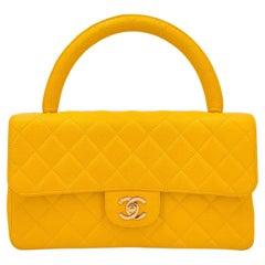 Chanel 1997 Used Canary Yellow Caviar Kelly Flap Parent Bag 24k GHW 66771