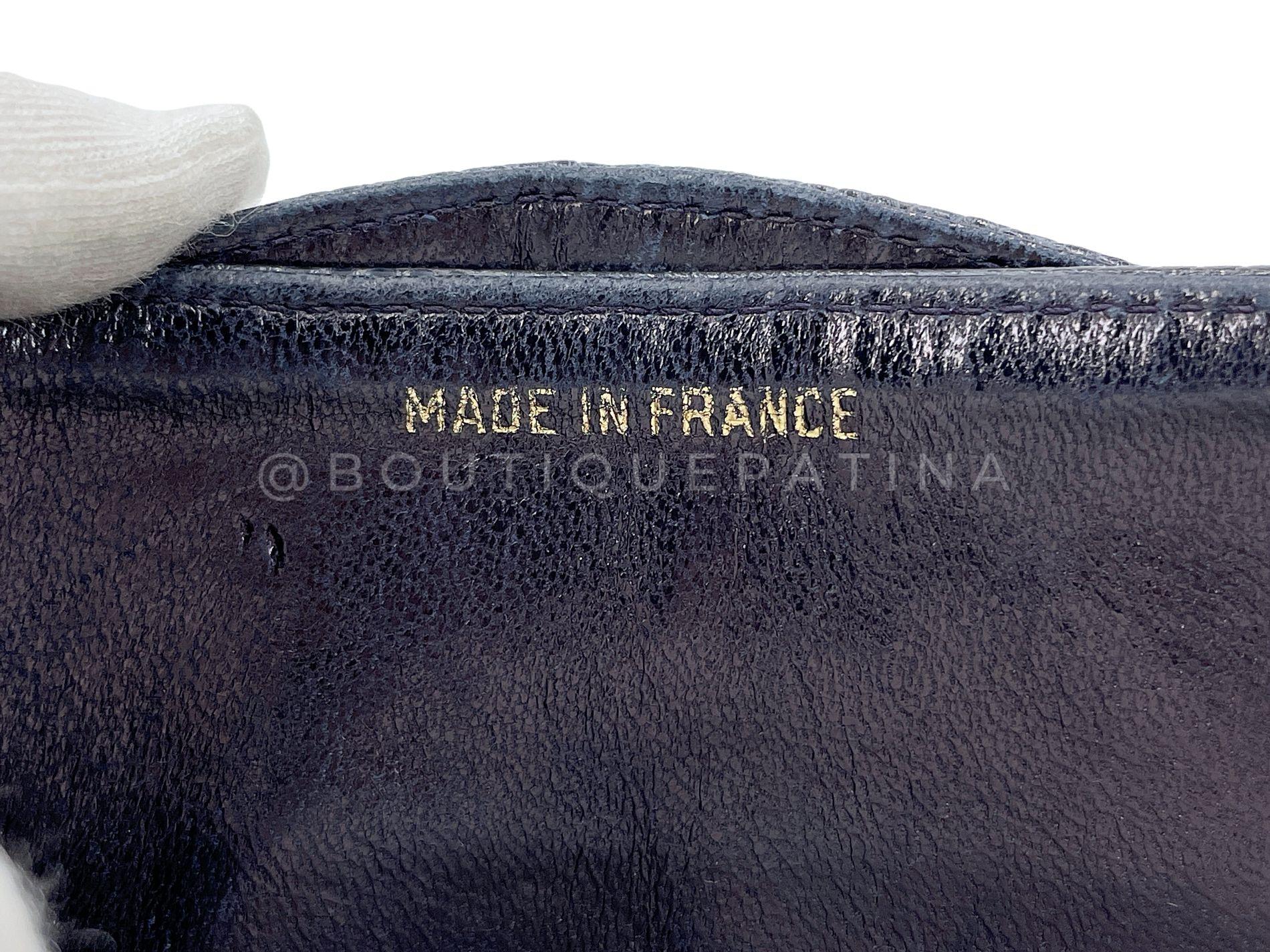 Chanel 1997 Vintage Charcoal Gray Lizard Small Classic Flap Bag 24k GHW 68421 For Sale 8