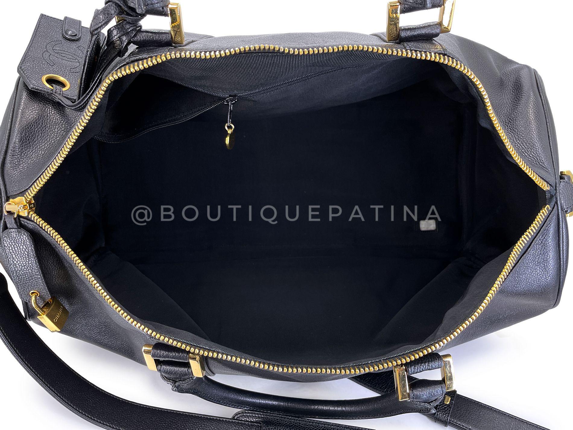 Chanel 1997 Vintage Große schwarze Kaviar Duffle Duffel Tasche Weekender 68563 Vintage Weekender 6
