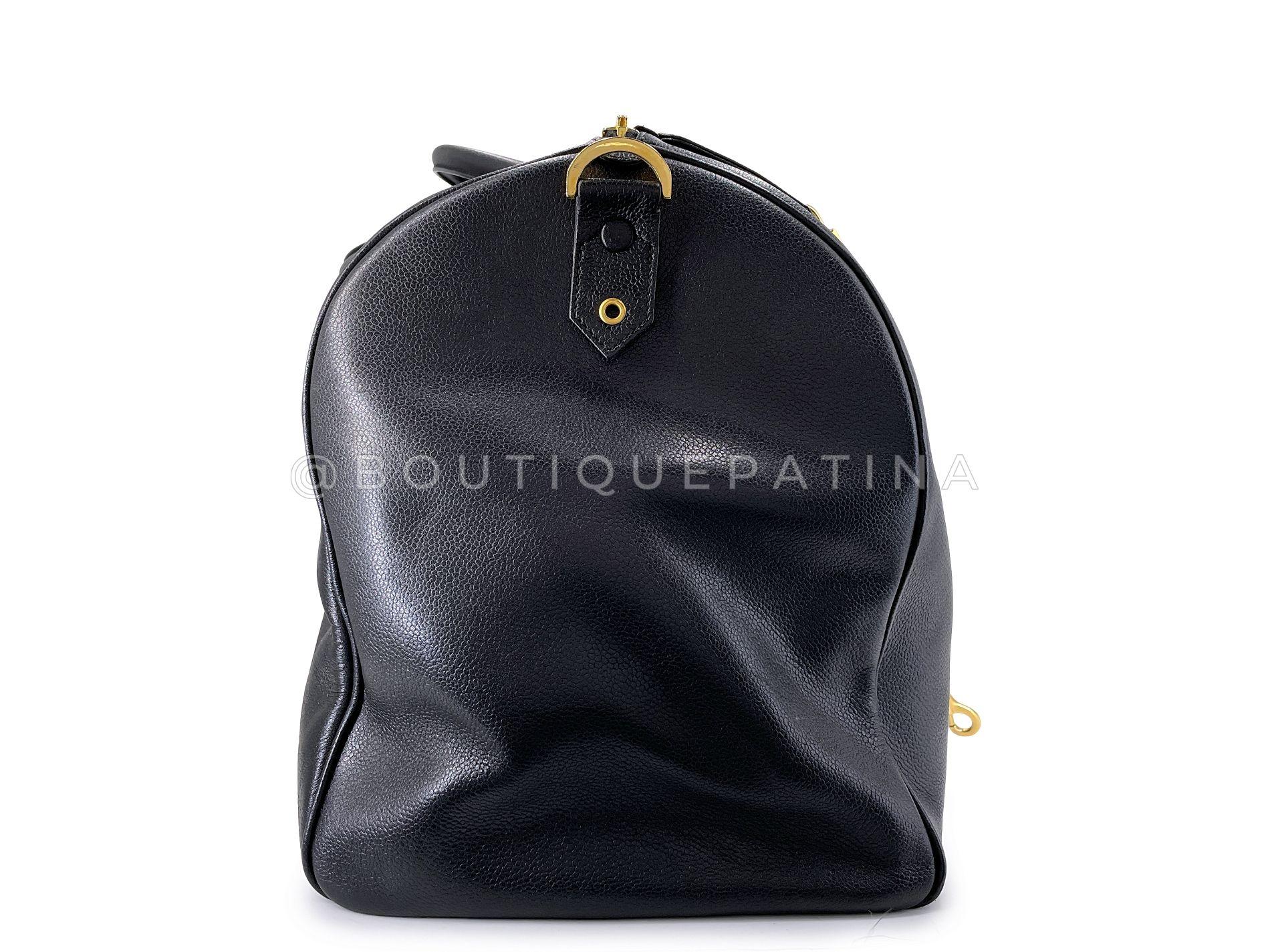 Chanel 1997 Vintage Große schwarze Kaviar Duffle Duffel Tasche Weekender 68563 Vintage Weekender (Schwarz)
