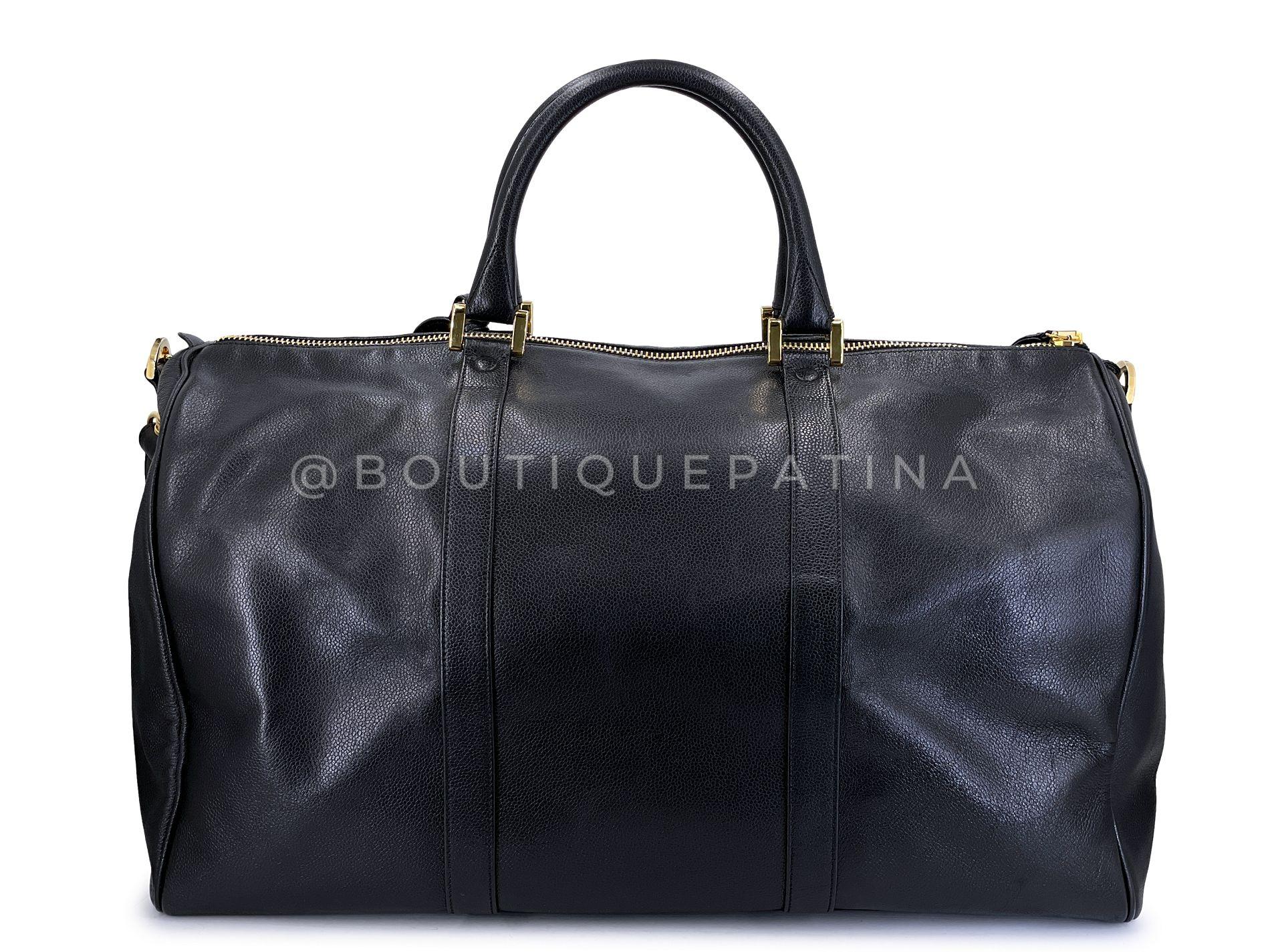 Chanel 1997 Vintage Große schwarze Kaviar Duffle Duffel Tasche Weekender 68563 Vintage Weekender im Zustand „Hervorragend“ in Costa Mesa, CA