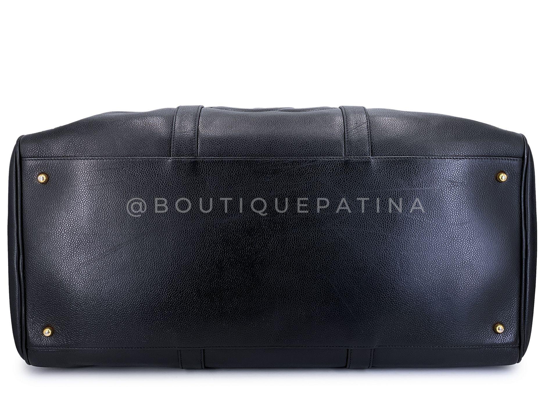 Chanel 1997 Vintage Große schwarze Kaviar Duffle Duffel Tasche Weekender 68563 Vintage Weekender Damen