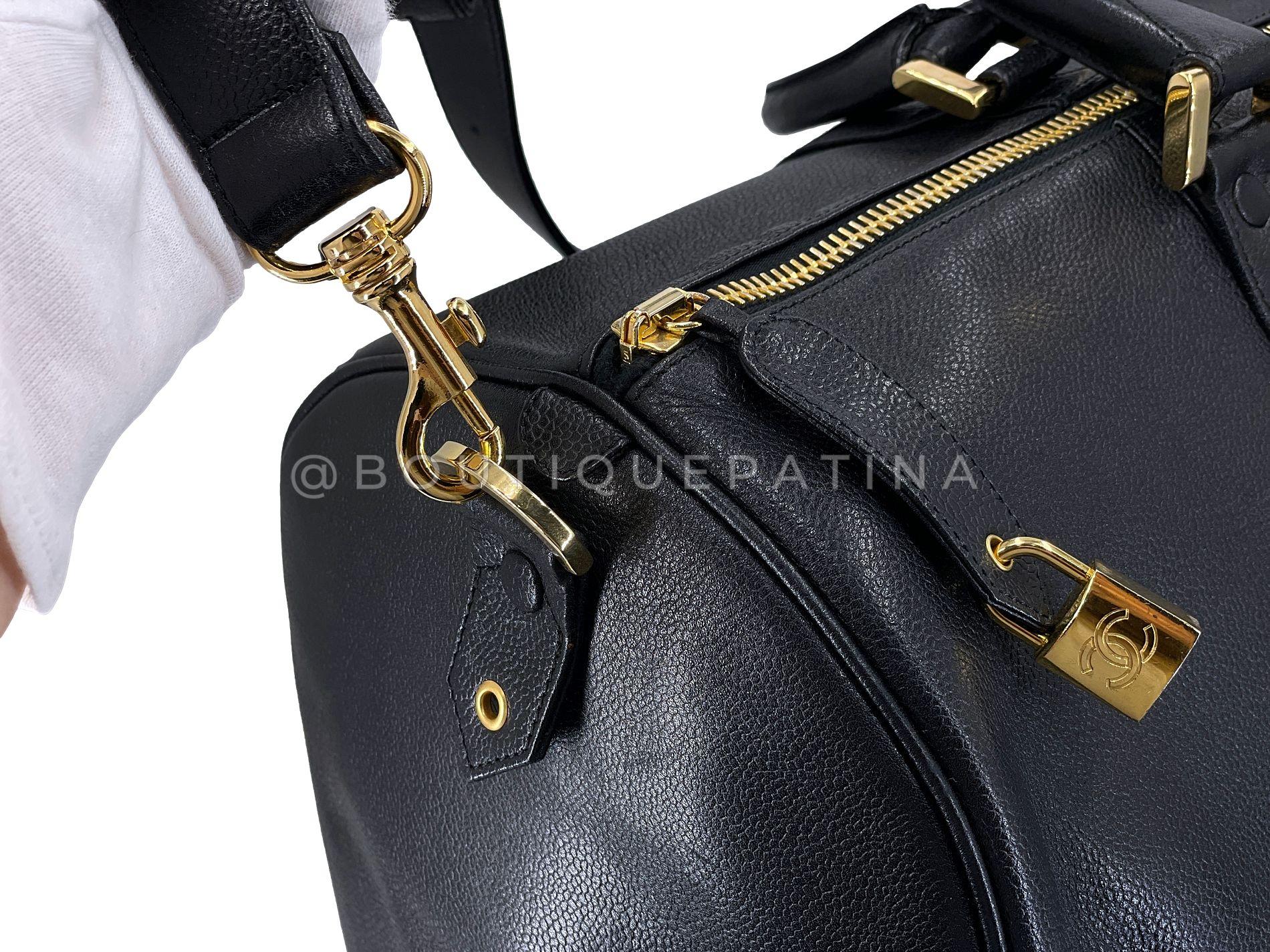 Chanel 1997 Vintage Große schwarze Kaviar Duffle Duffel Tasche Weekender 68563 Vintage Weekender 2