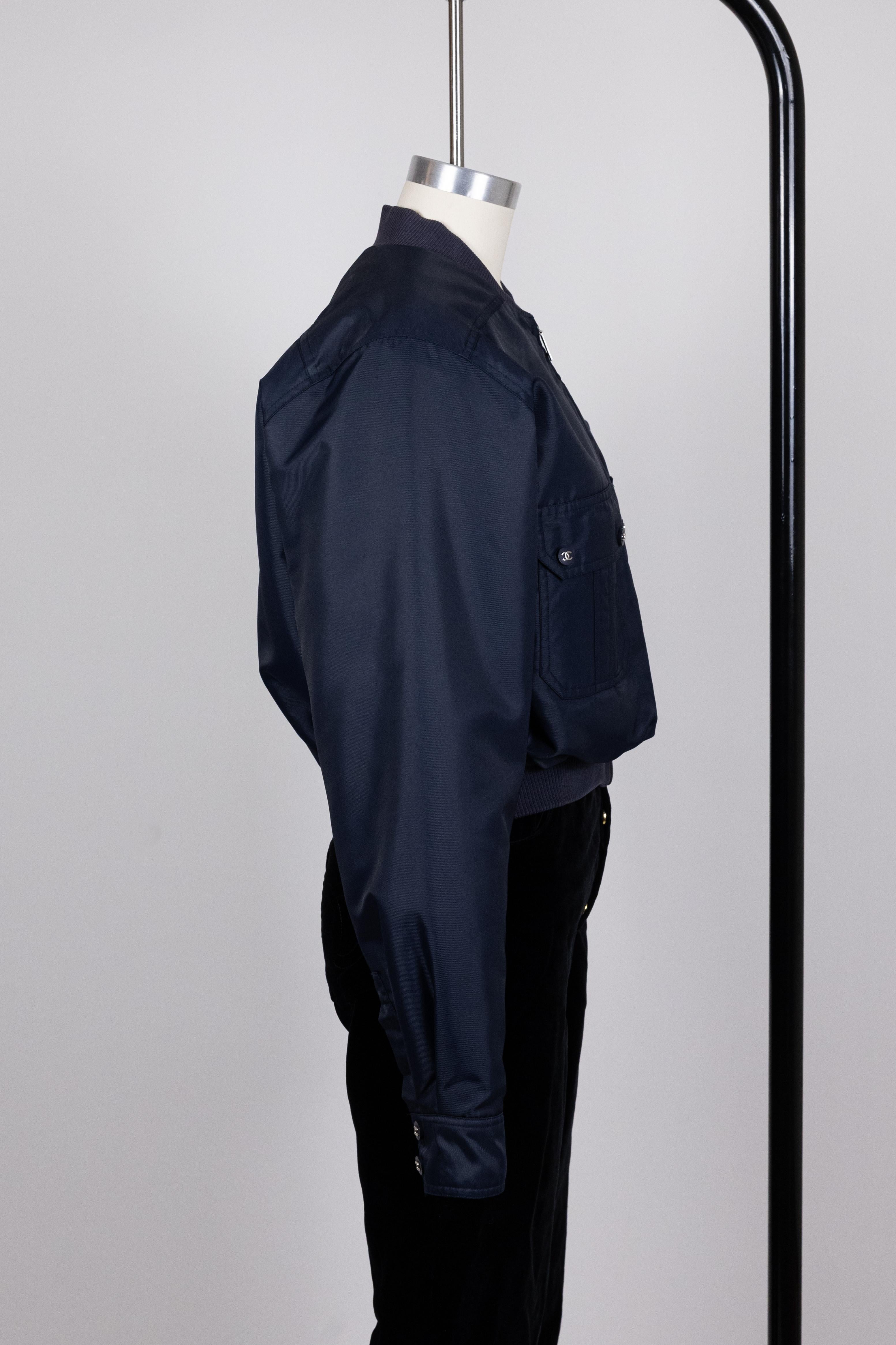 Chanel 1997 - Giacca Bomber Vintage Navy in vendita 7