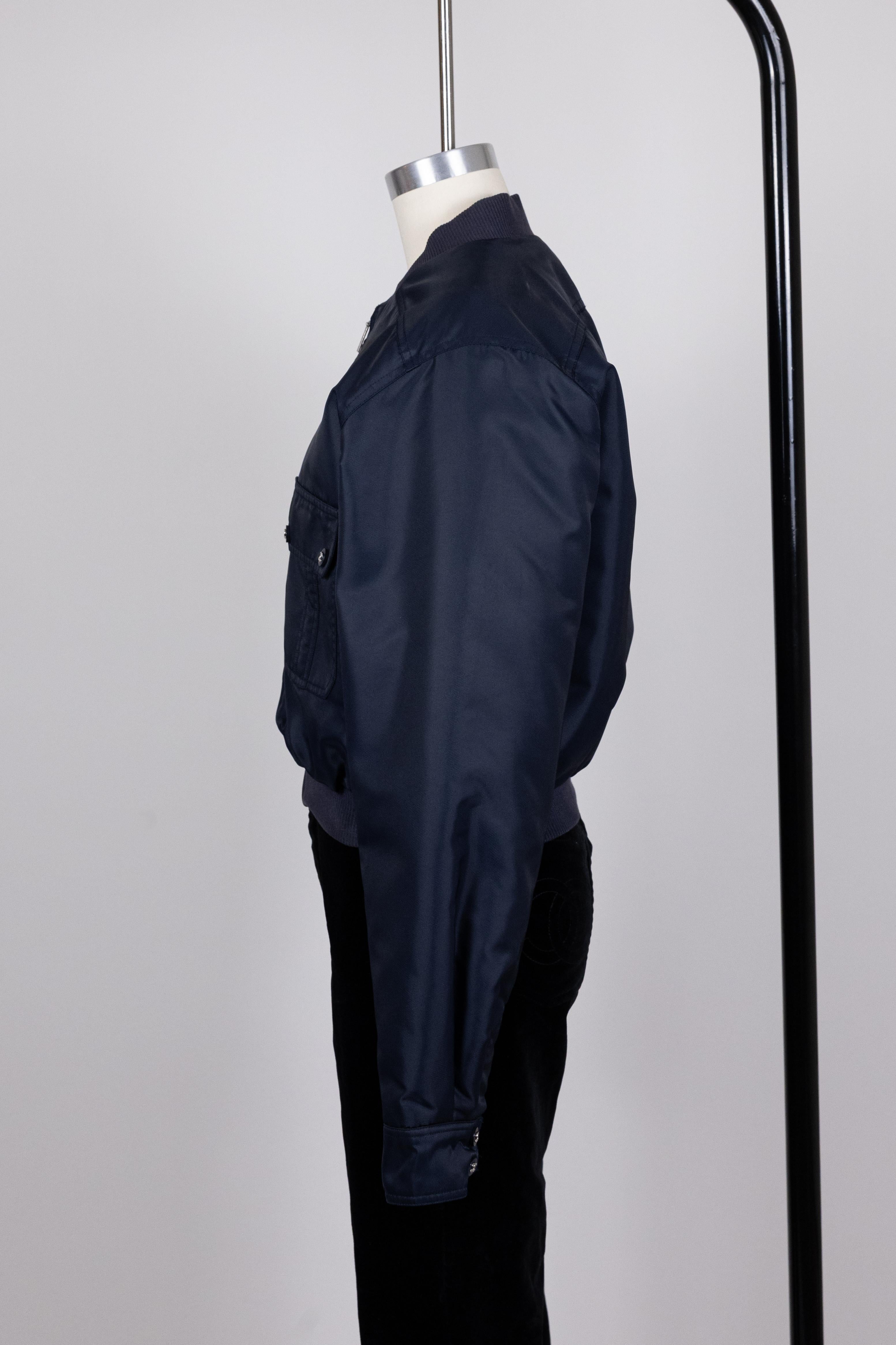 Chanel 1997 - Giacca Bomber Vintage Navy in vendita 8