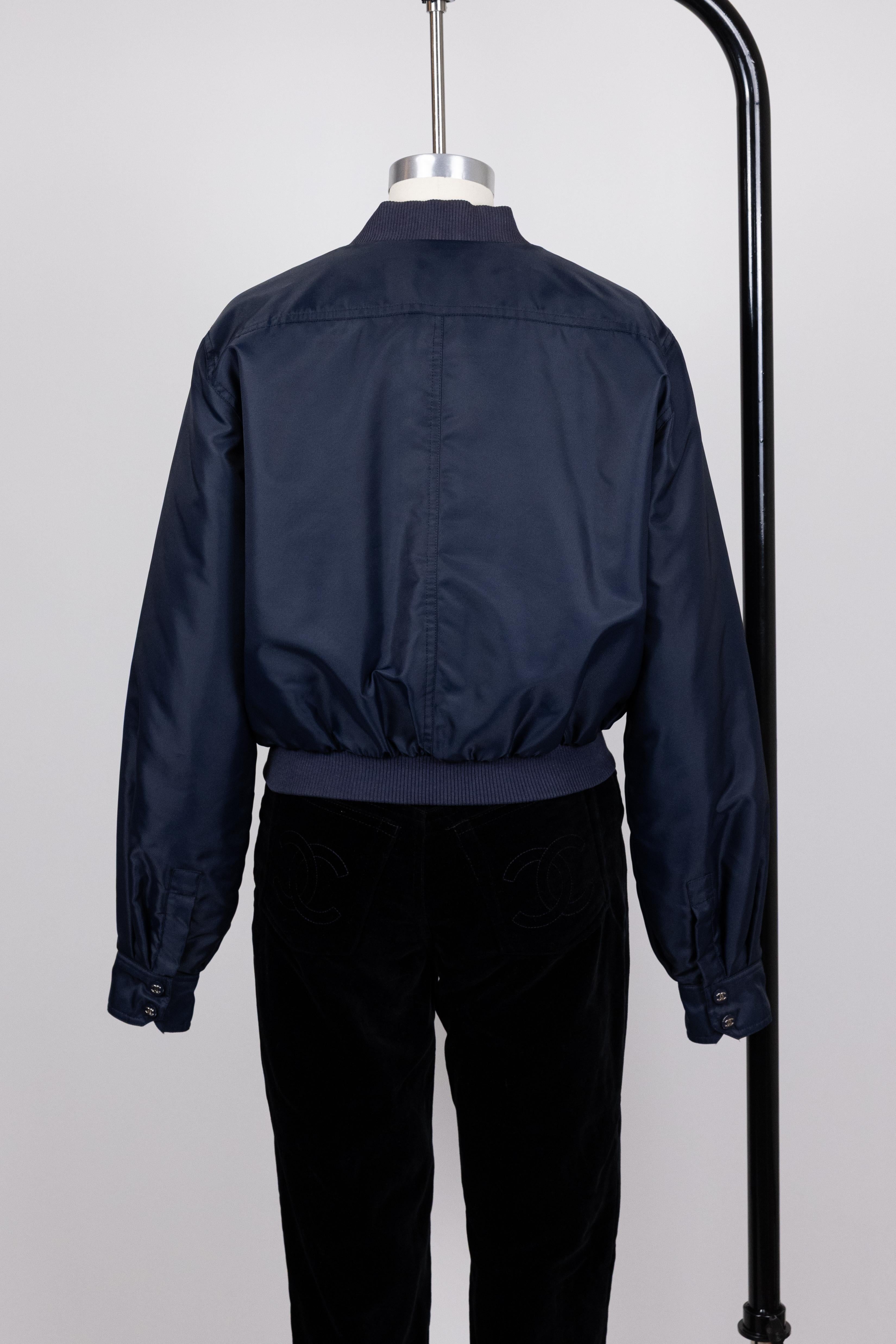 Chanel 1997 - Giacca Bomber Vintage Navy in vendita 9