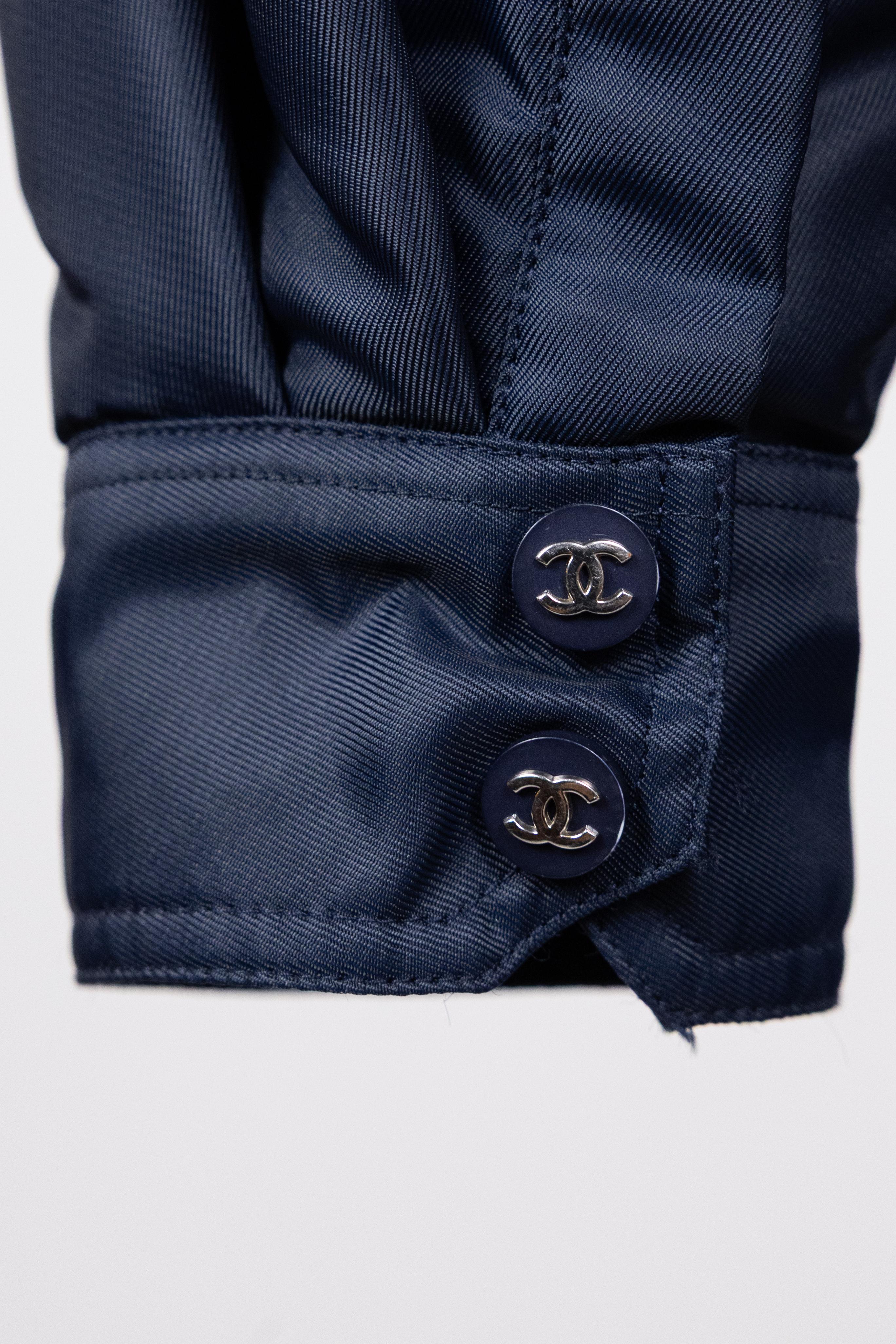 Chanel 1997 - Giacca Bomber Vintage Navy in vendita 12