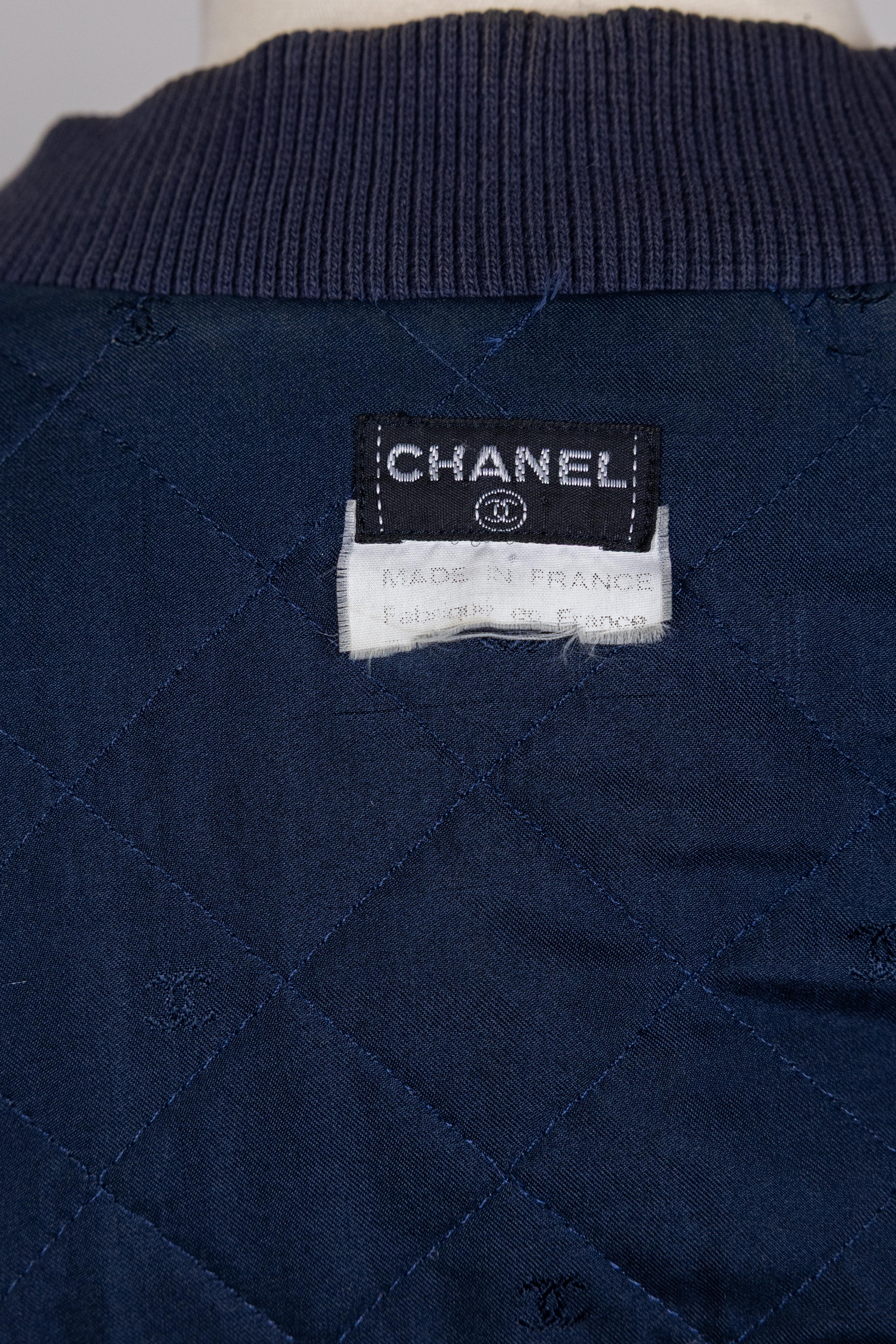 Chanel 1997 - Giacca Bomber Vintage Navy in vendita 2