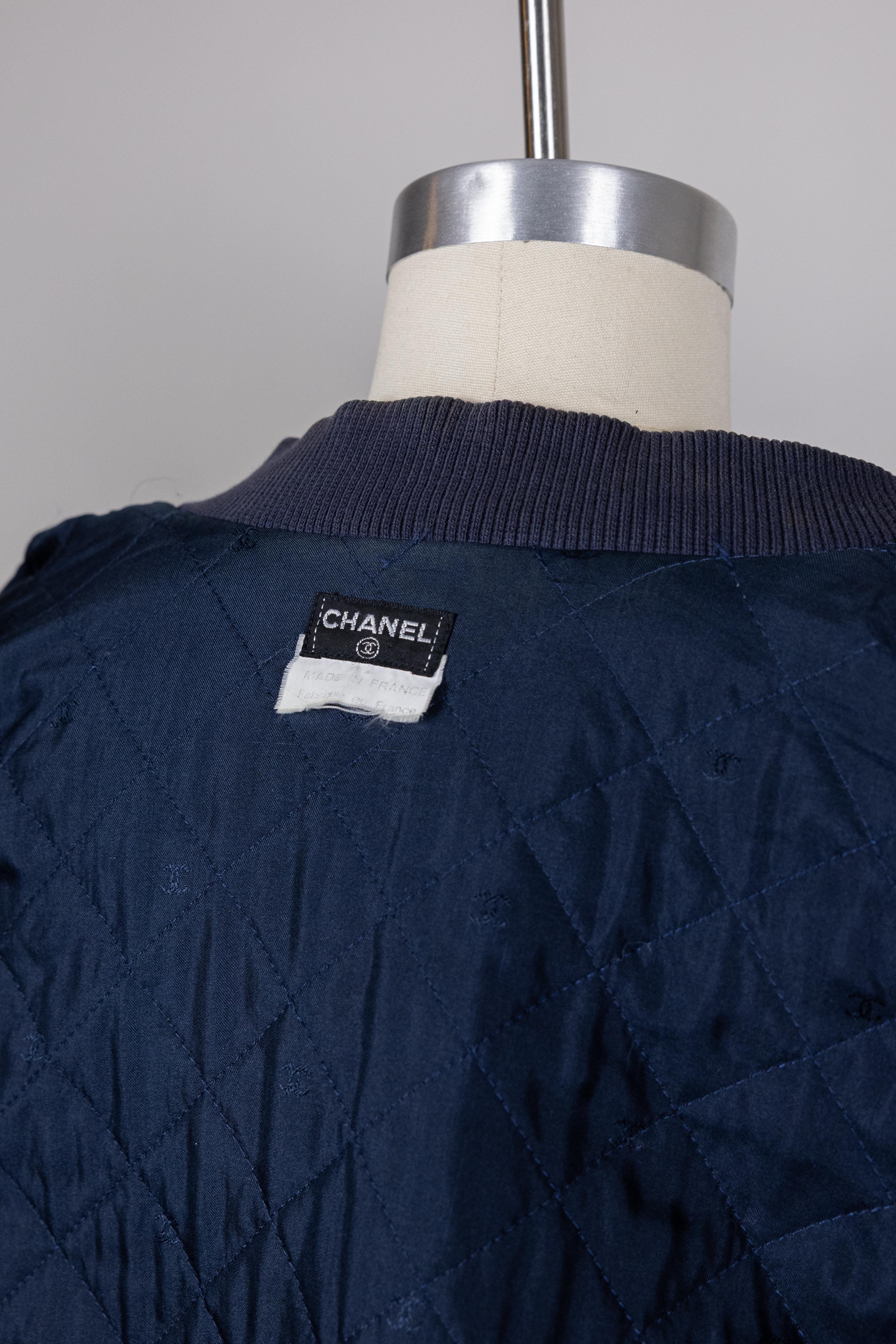 Chanel 1997 - Giacca Bomber Vintage Navy in vendita 3