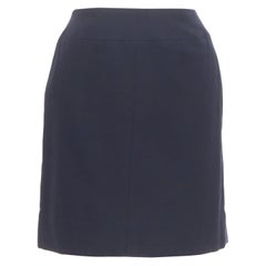 CHANEL 1997 Vintage navy wool high waisted silk lined classic pencil skirt FR34