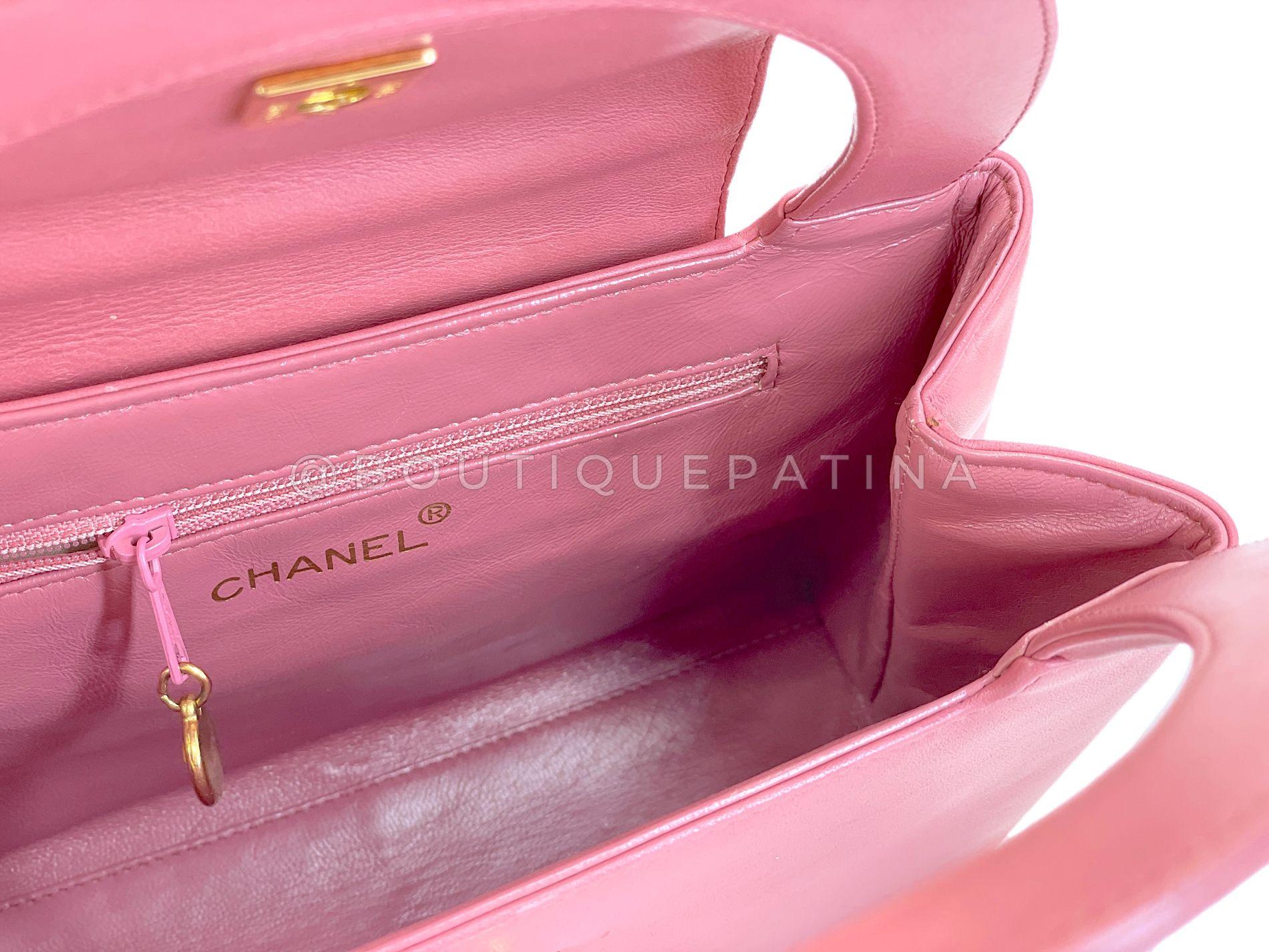 Chanel 1997 Vintage By Rose Sac Kelly 24k GHW Lambskin 68951 en vente 7