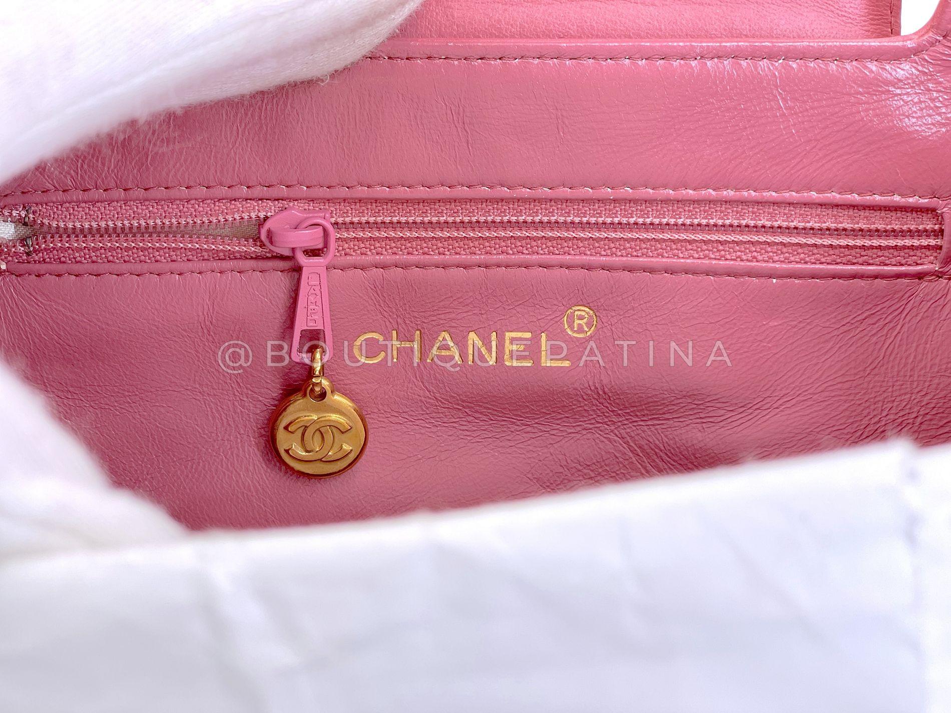 Chanel 1997 Vintage By Rose Sac Kelly 24k GHW Lambskin 68951 en vente 8