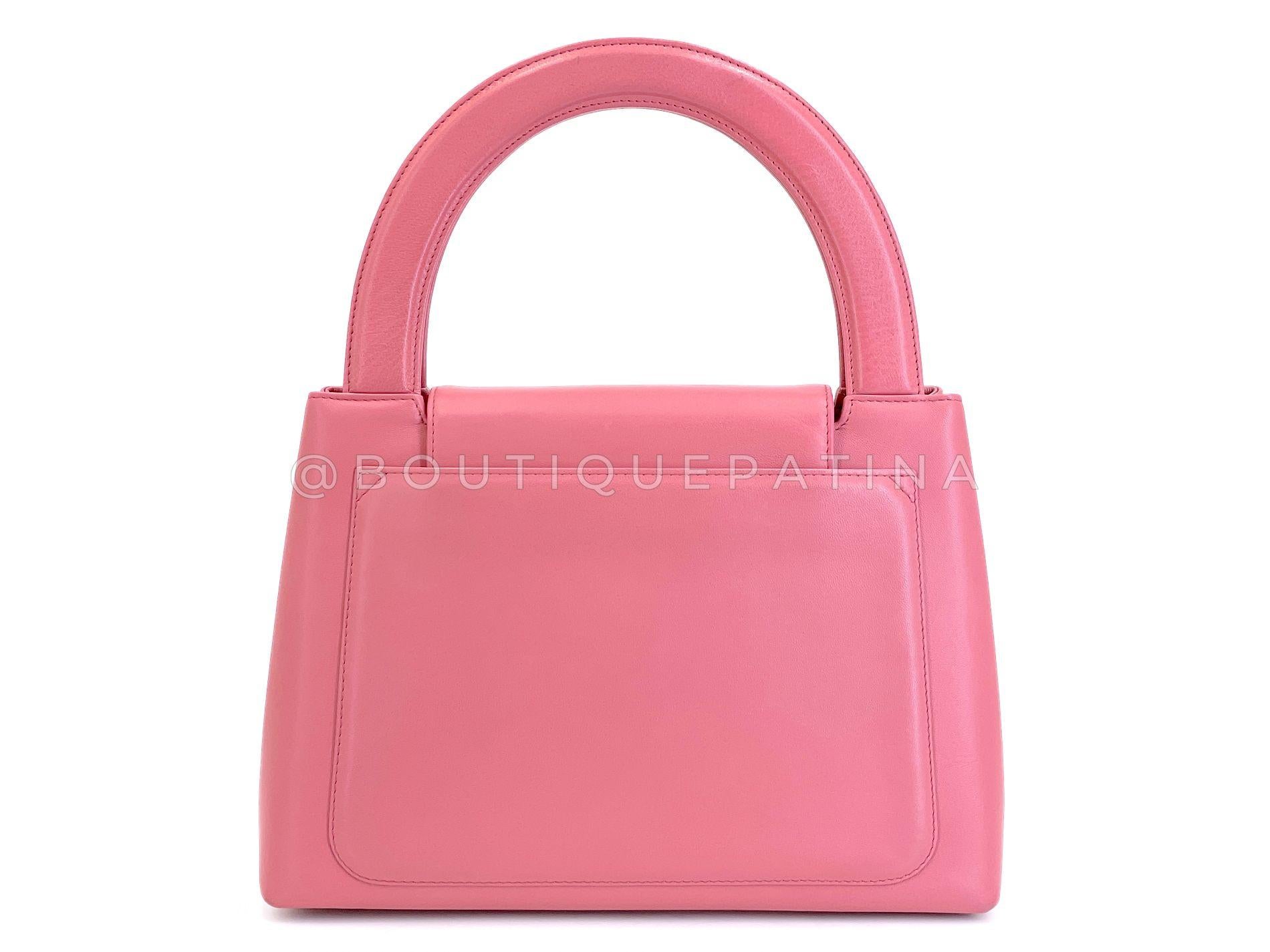 Chanel 1997 Vintage By Rose Sac Kelly 24k GHW Lambskin 68951 Pour femmes en vente