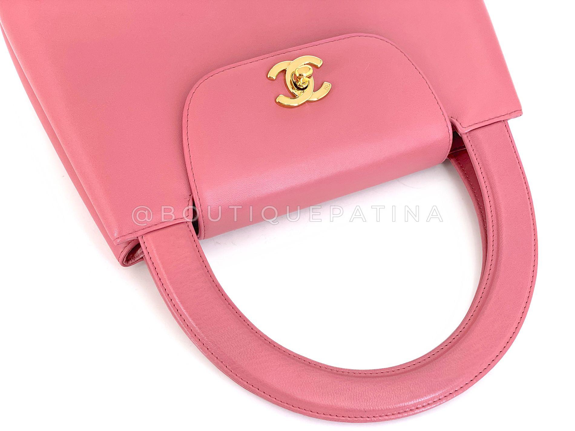 Chanel 1997 Vintage By Rose Sac Kelly 24k GHW Lambskin 68951 en vente 3