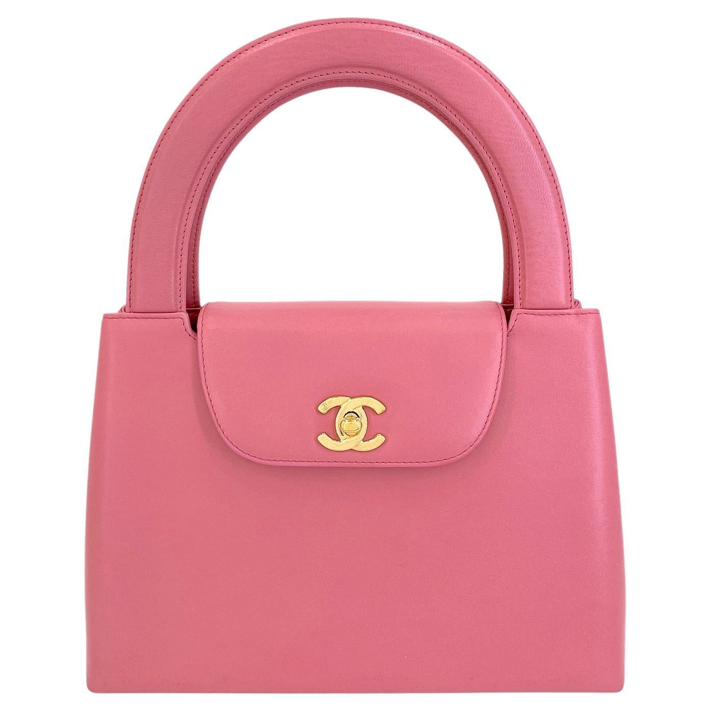 Chanel 1997 Vintage By Rose Sac Kelly 24k GHW Lambskin 68951