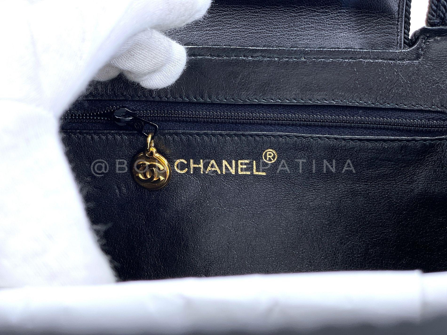 Chanel 1997 Vintage Silk Rope Raffia Black Mini Kelly Evening Bag 24k GHW 68386 For Sale 8