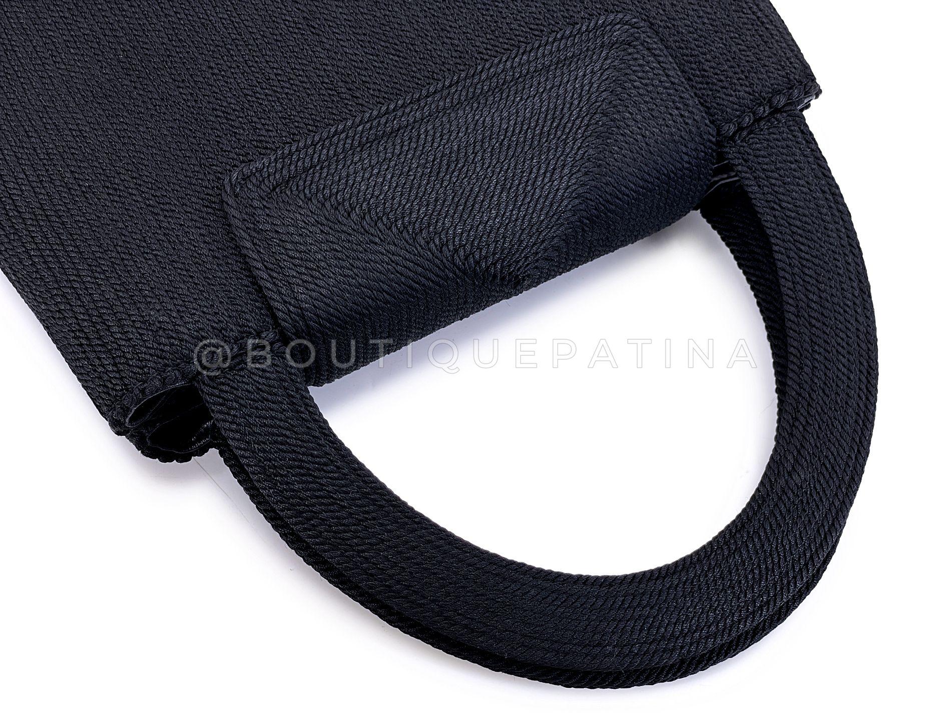 Chanel 1997 Vintage Silk Rope Raffia Black Mini Kelly Evening Bag 24k GHW 68386 For Sale 5