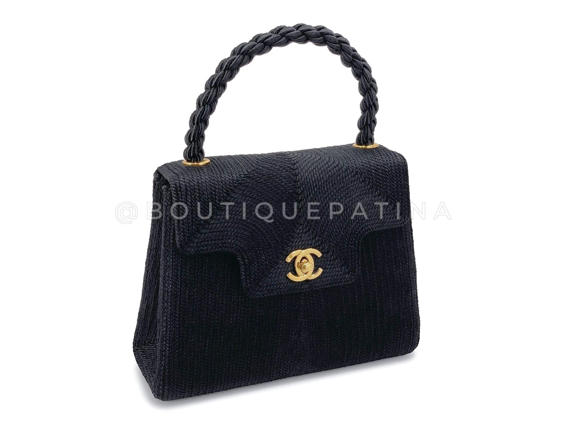 Chanel 1997 Vintage Silk Rope Woven Mini Kelly Flap Bag 24k GHW 68218 ...