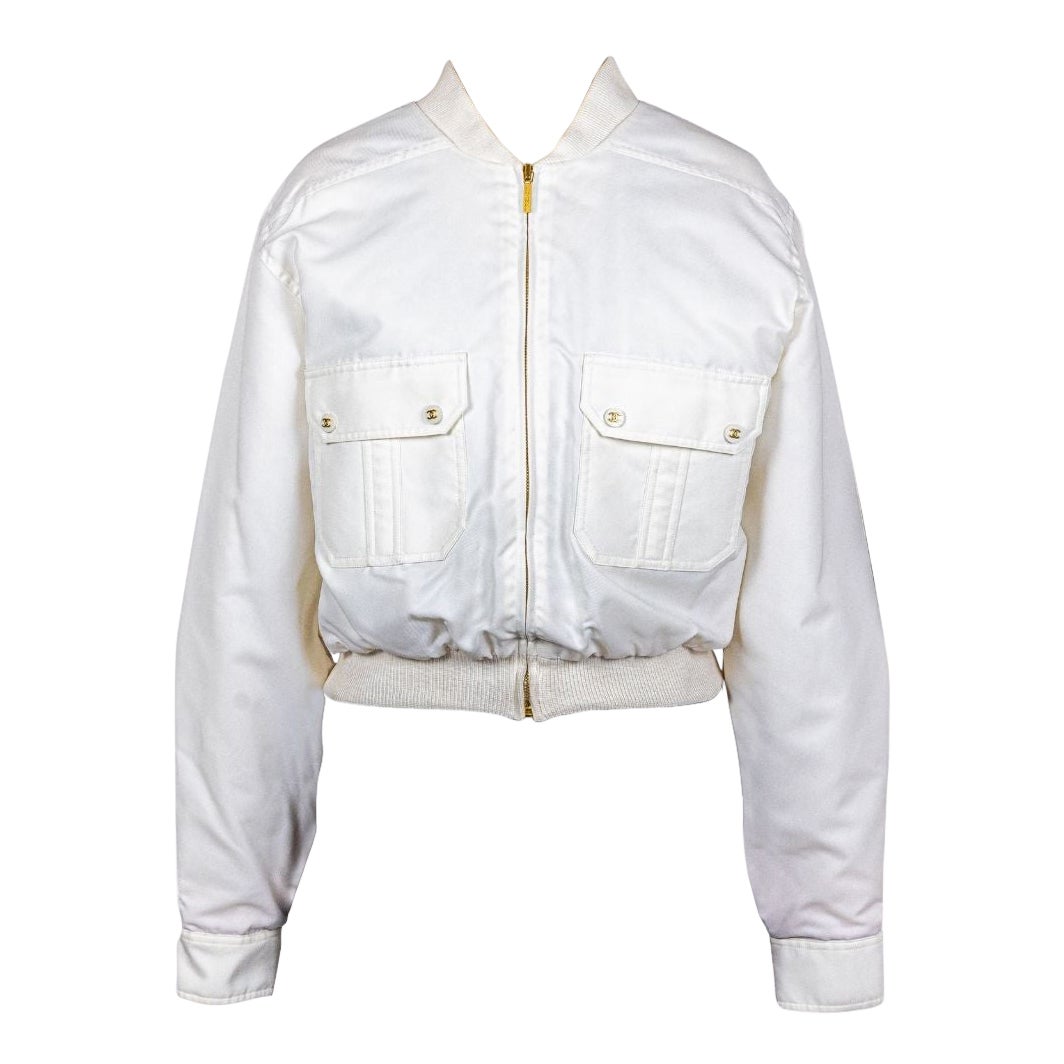 Chanel 1997 Vintage White Bomber Jacket