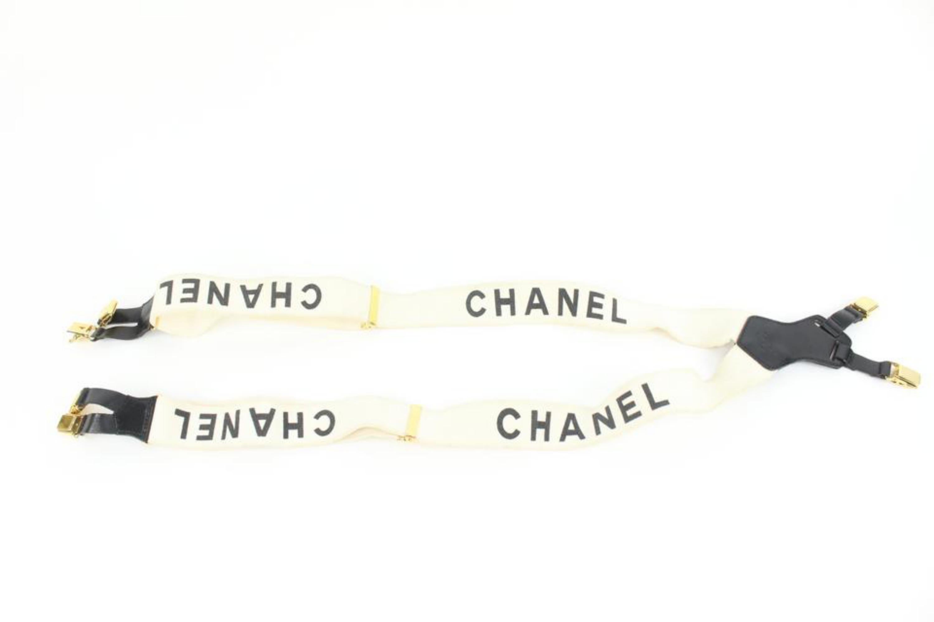 Chanel 1997 White CC Logo Suspenders 61ck322s 2