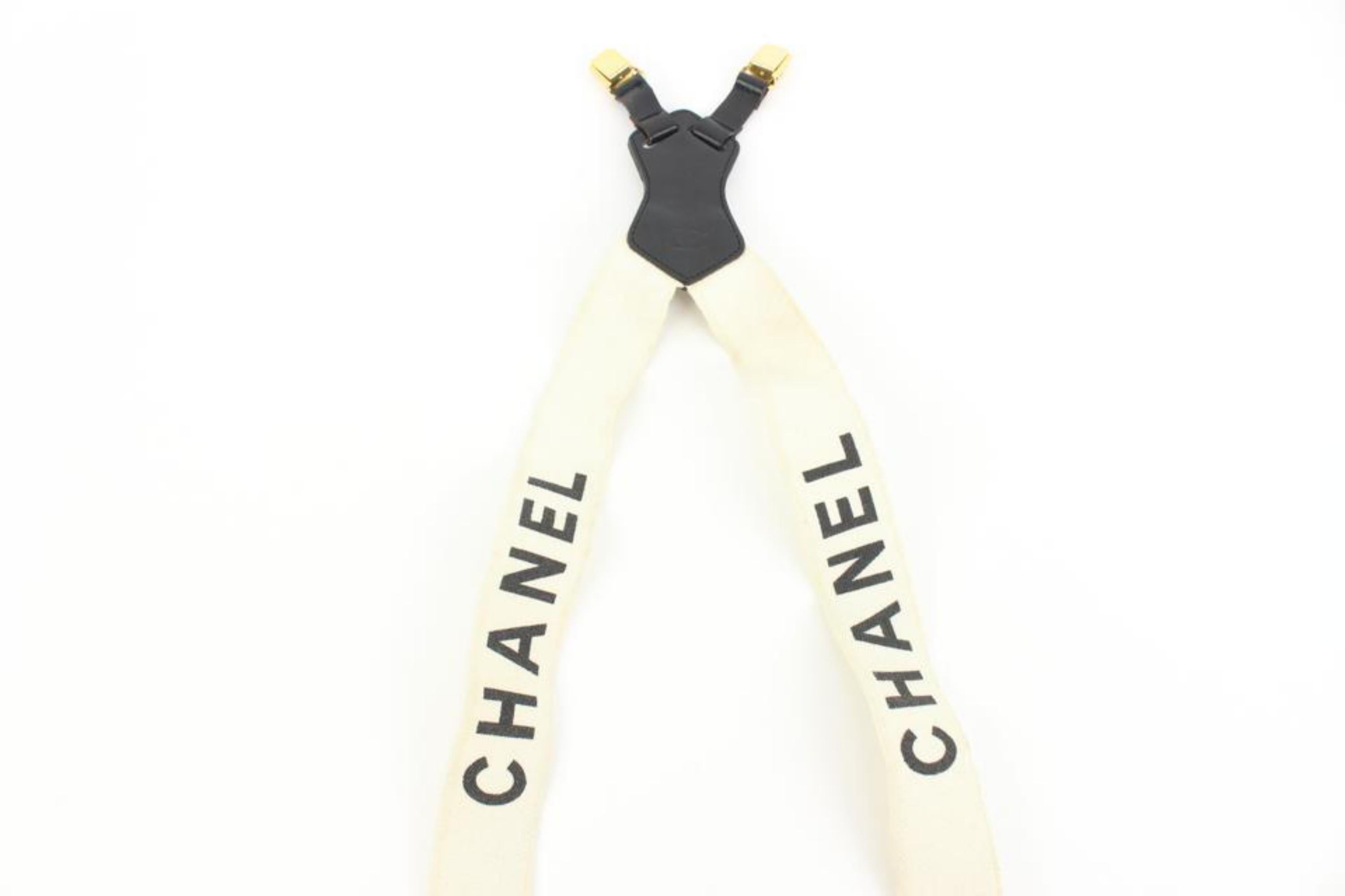 Chanel 1997 White CC Logo Suspenders 61ck322s 4