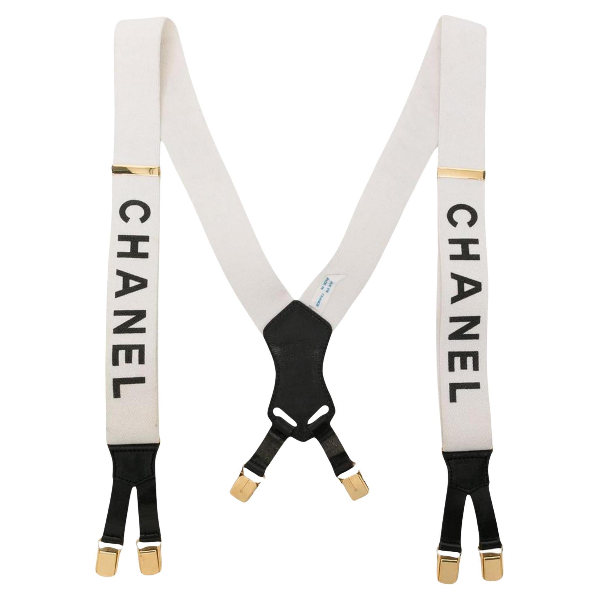 Chanel 1997 White CC Logo Suspenders 61ck322s at 1stDibs