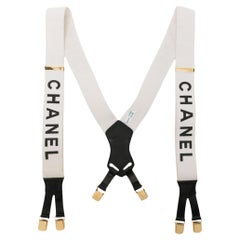 Chanel 1997 White CC Logo Suspenders 61ck322s