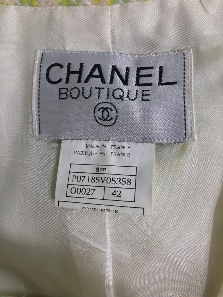 Chanel 1997P Long Silhouette four pocket jacket and skirt 42 at 1stDibs