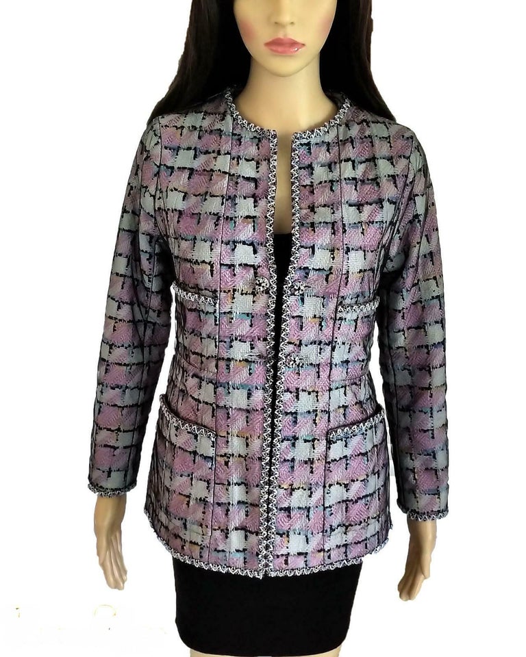 Chanel 1998 98C Pink and Multi Color Beaded Flower Tweed Jacket FR 36/ US 2  4 at 1stDibs