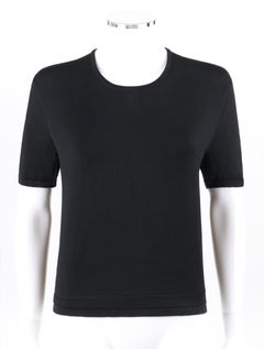 CHANEL 1998 Black Embroidered CC Logo Short Sleeve Knit T-Shirt Top