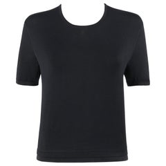 Vintage CHANEL 1998 Black Embroidered CC Logo Short Sleeve Knit T-Shirt Top
