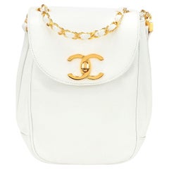 Chanel 1998 Classic Flap Boy Mini Beige Bone White Caviar Crossbody Bag