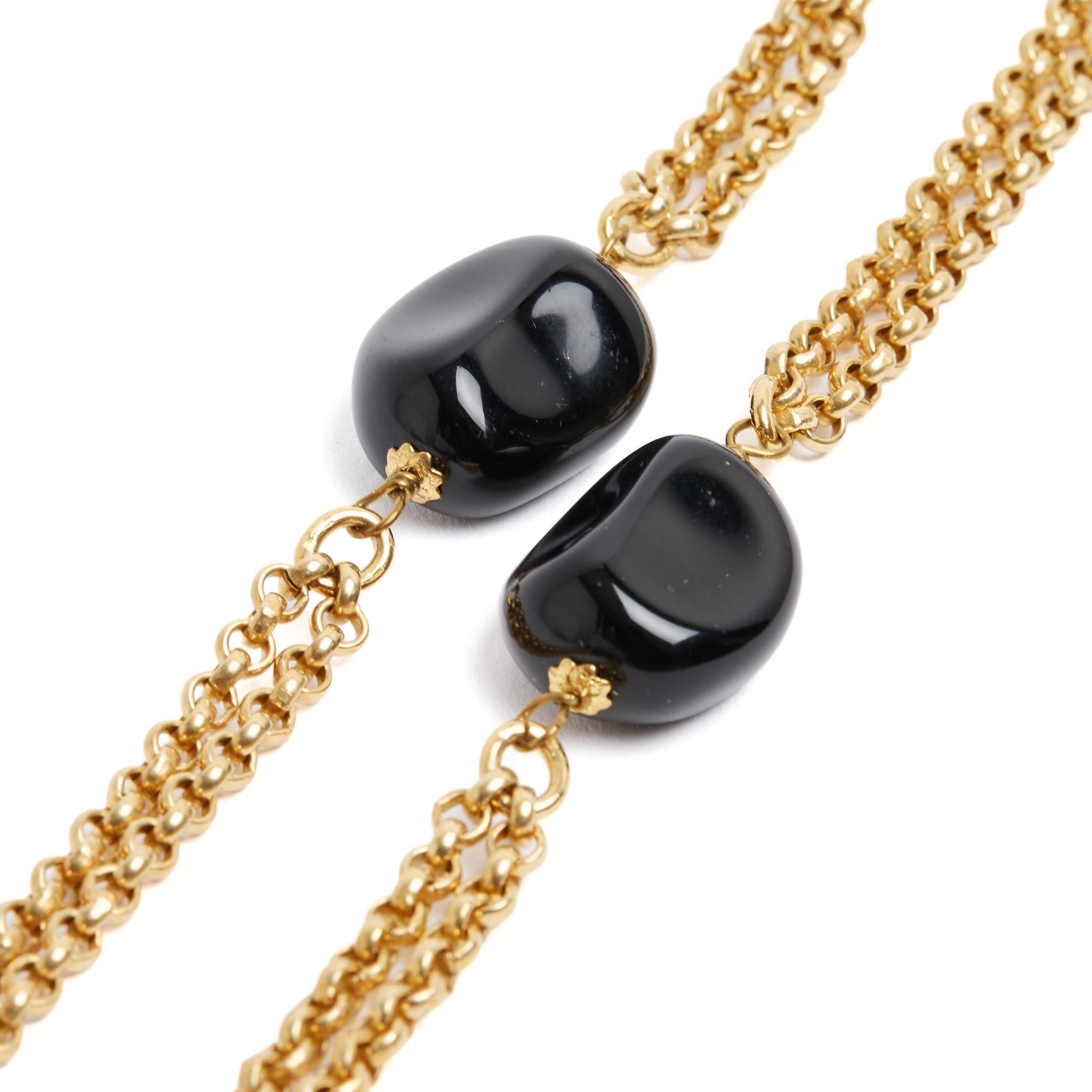 Chanel 1998 Collier Sautoir Gripoix Collana a catena Camelia in vetro nero, immacolata in vendita 1