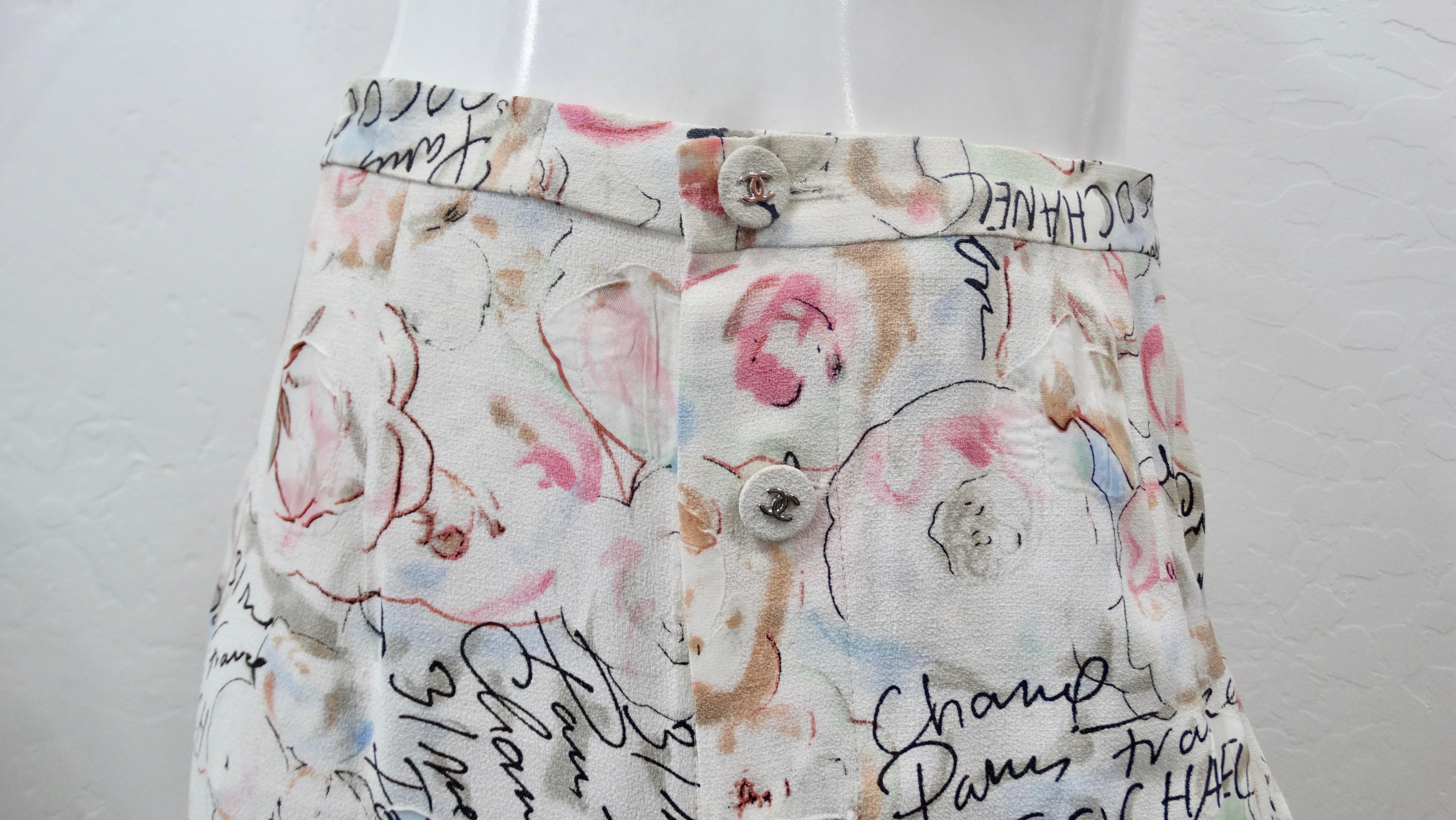 Gray Chanel 1998 Cruise Camellia Flower Maxi Skirt