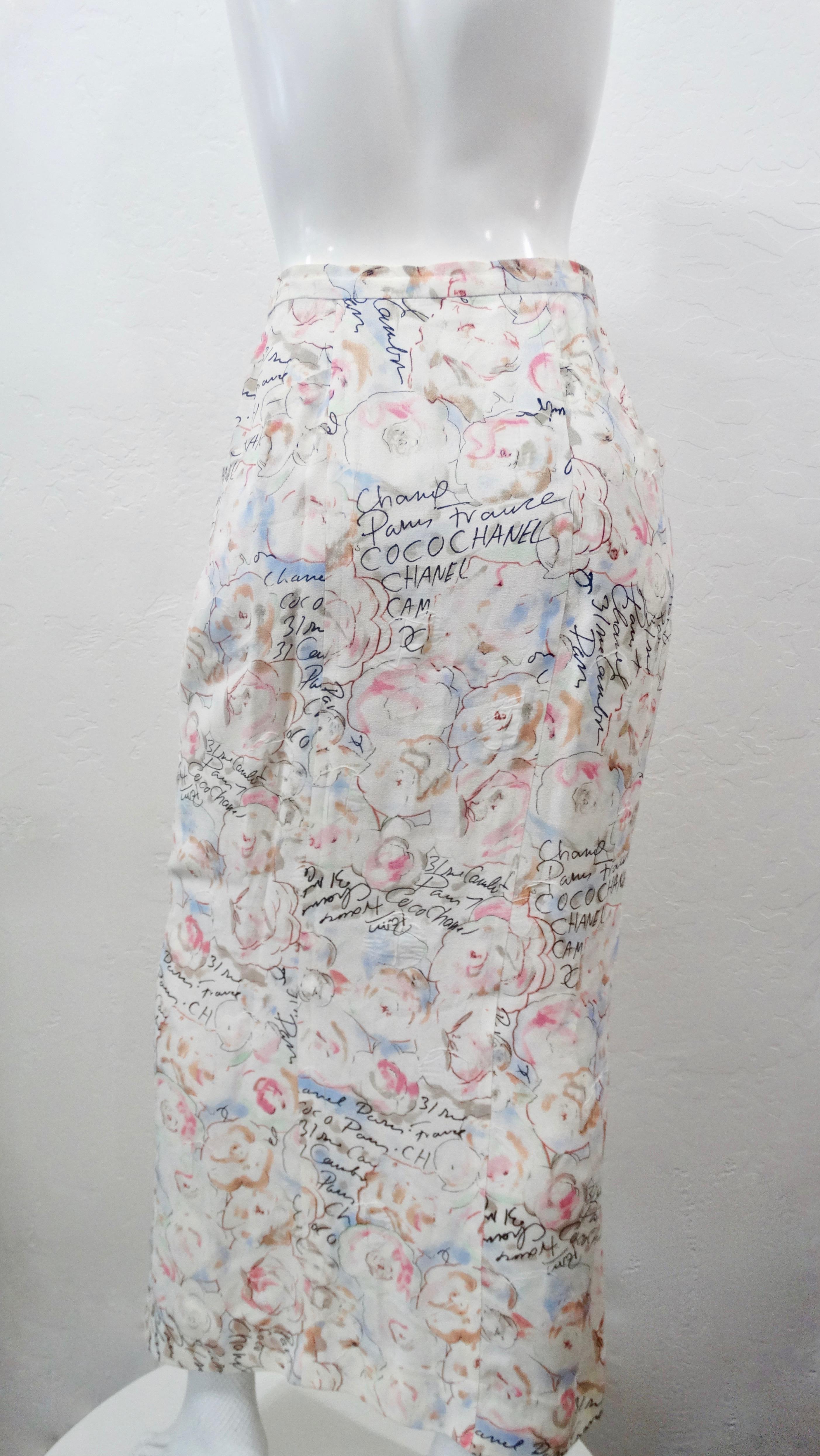 Women's or Men's Chanel 1998 Cruise Camellia Flower Maxi Skirt
