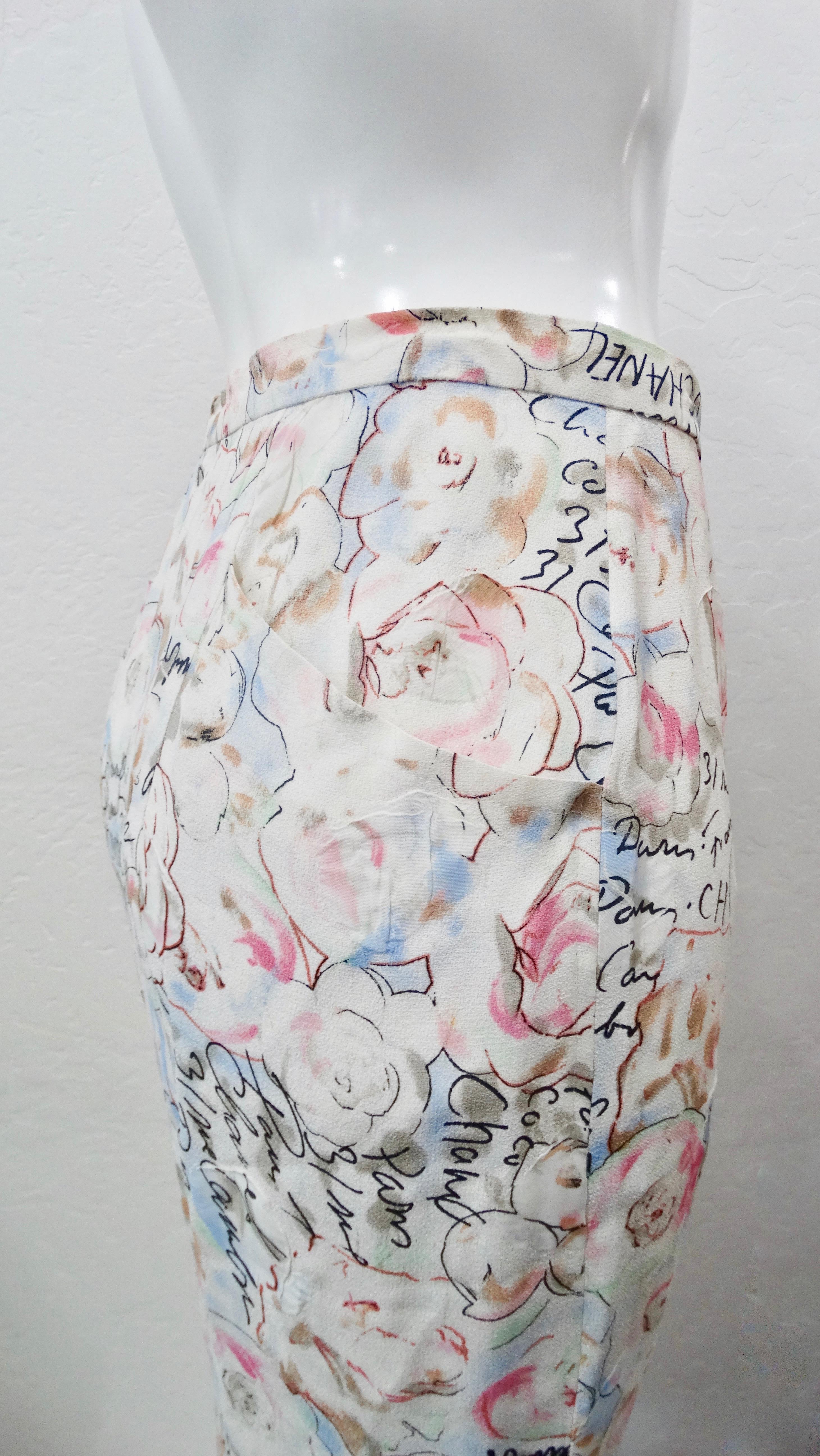 Chanel 1998 Cruise Camellia Flower Maxi Skirt 3