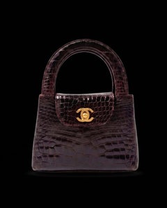 Chanel 1998 Dark Brown Crocodile Micro Kelly Handbag