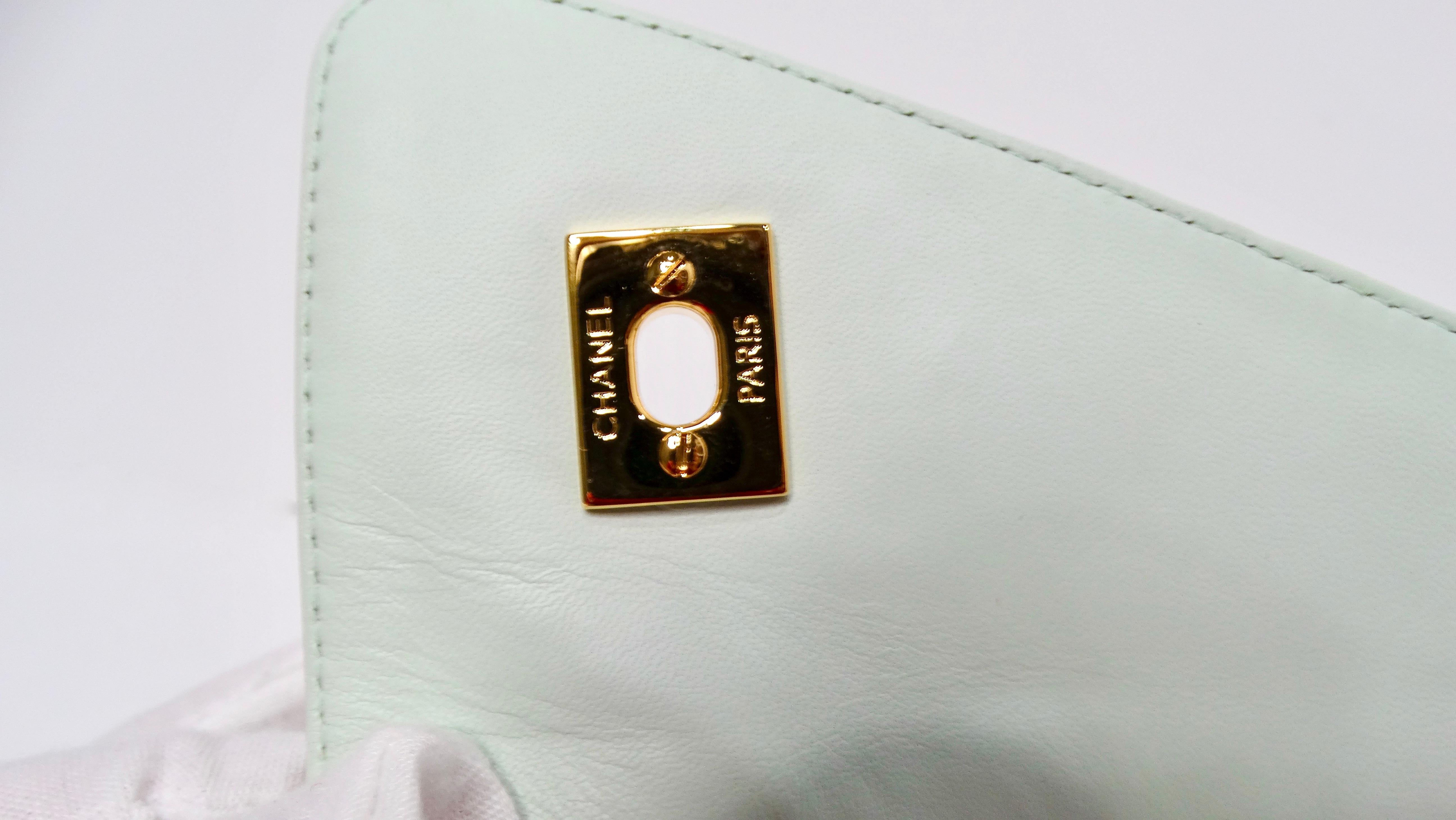 Chanel 1998 Mint Quilted Lambskin Crossbody Camera Bag With Tassel 1