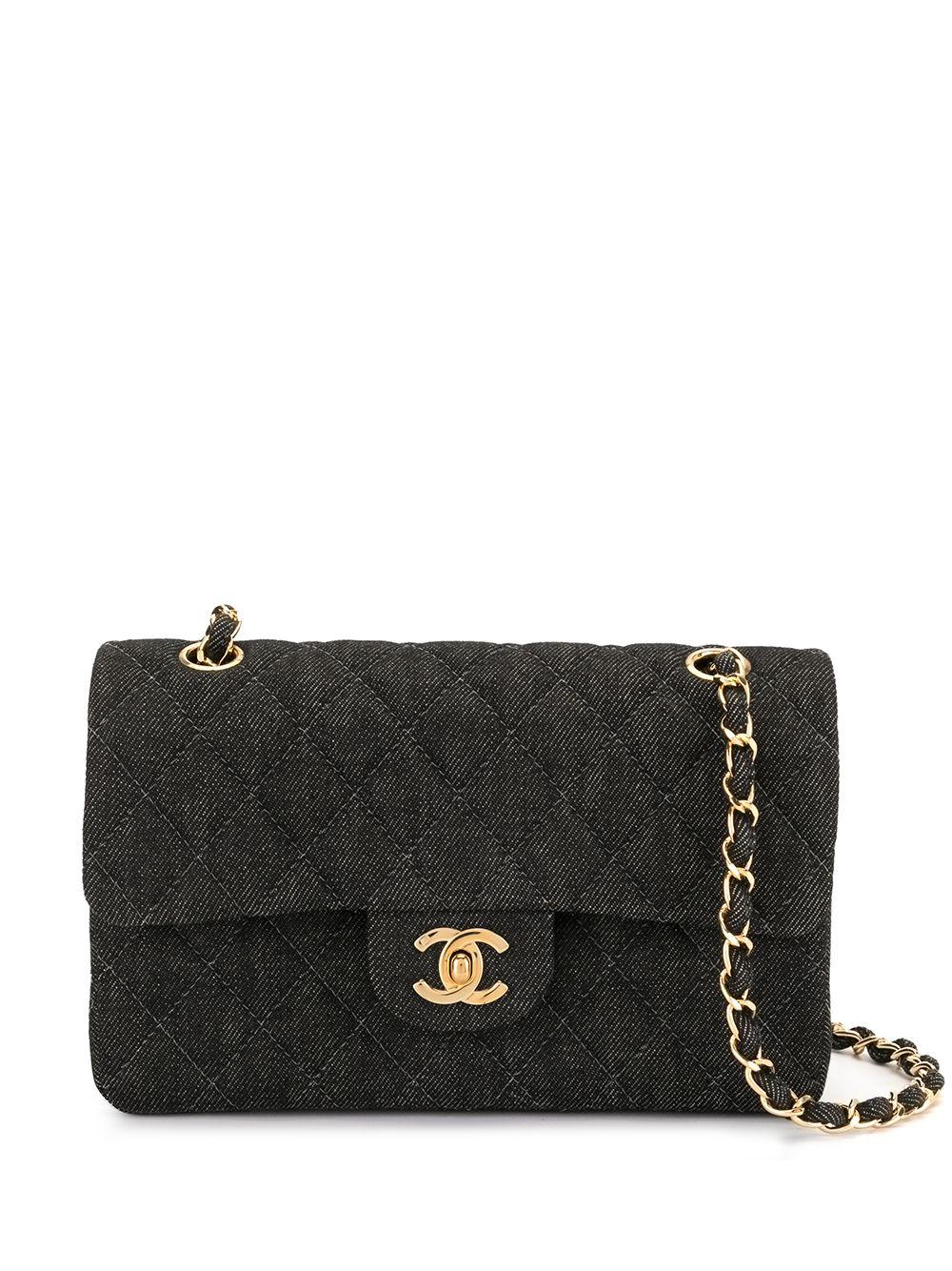 Noir Chanel 1998 Rare Vintage Medium Denim Quilted Classic Flap Bag en vente