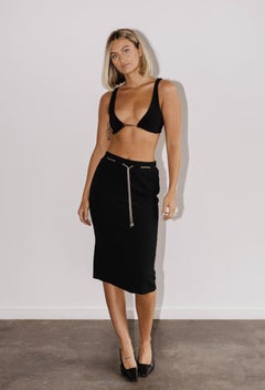 Chanel 1998 Runway CC Kette Gürtel Vintage Knie Rock Sz FR36