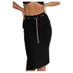 Chanel 1998 Runway CC Kette Gürtel Vintage Knie Rock Sz FR36