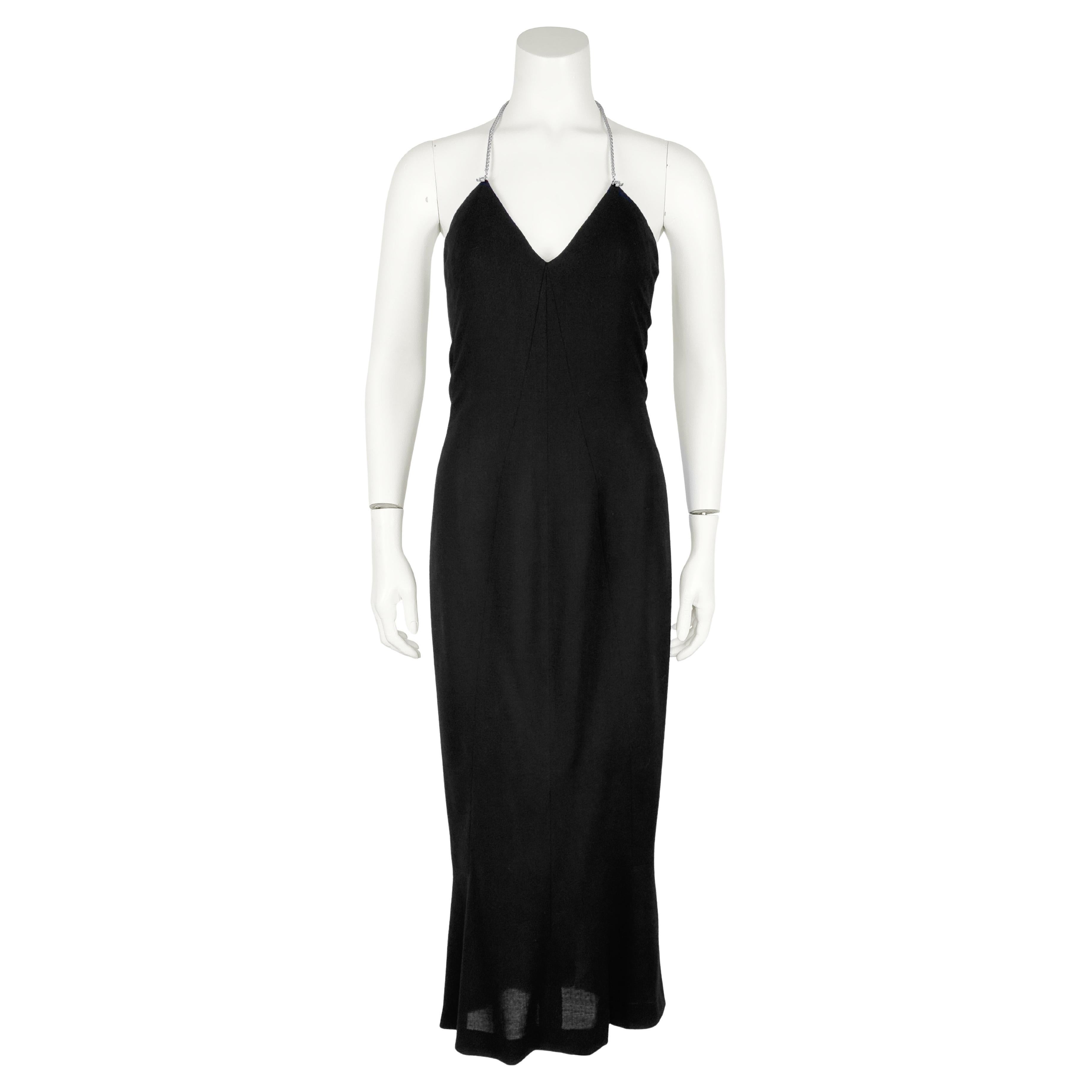 Chanel 1998 Spring Collection Sik robe de dos avec chaînes en argent