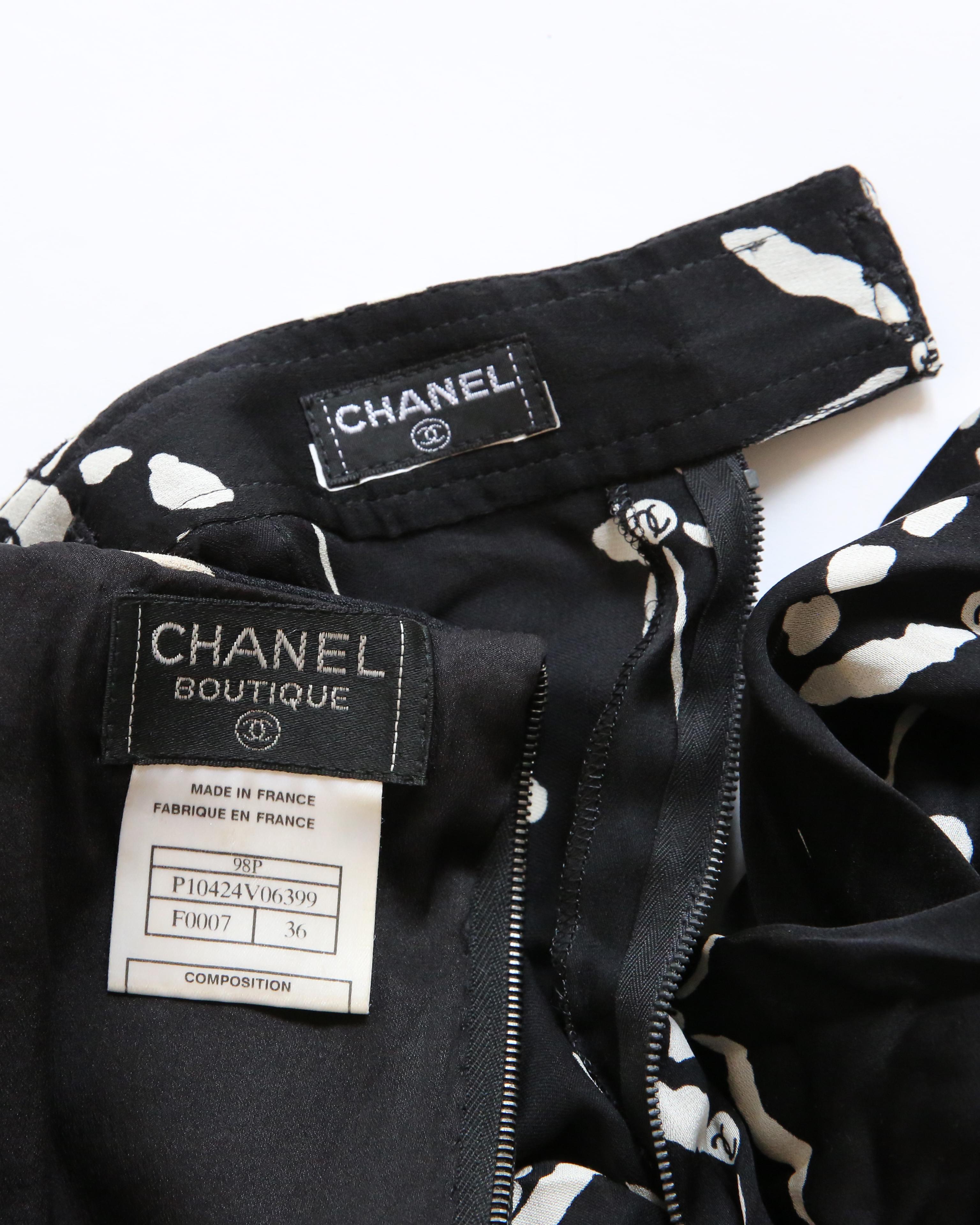 Chanel 1998 strapless corset bustier silk skirt dress dragonfly print combo XS For Sale 9