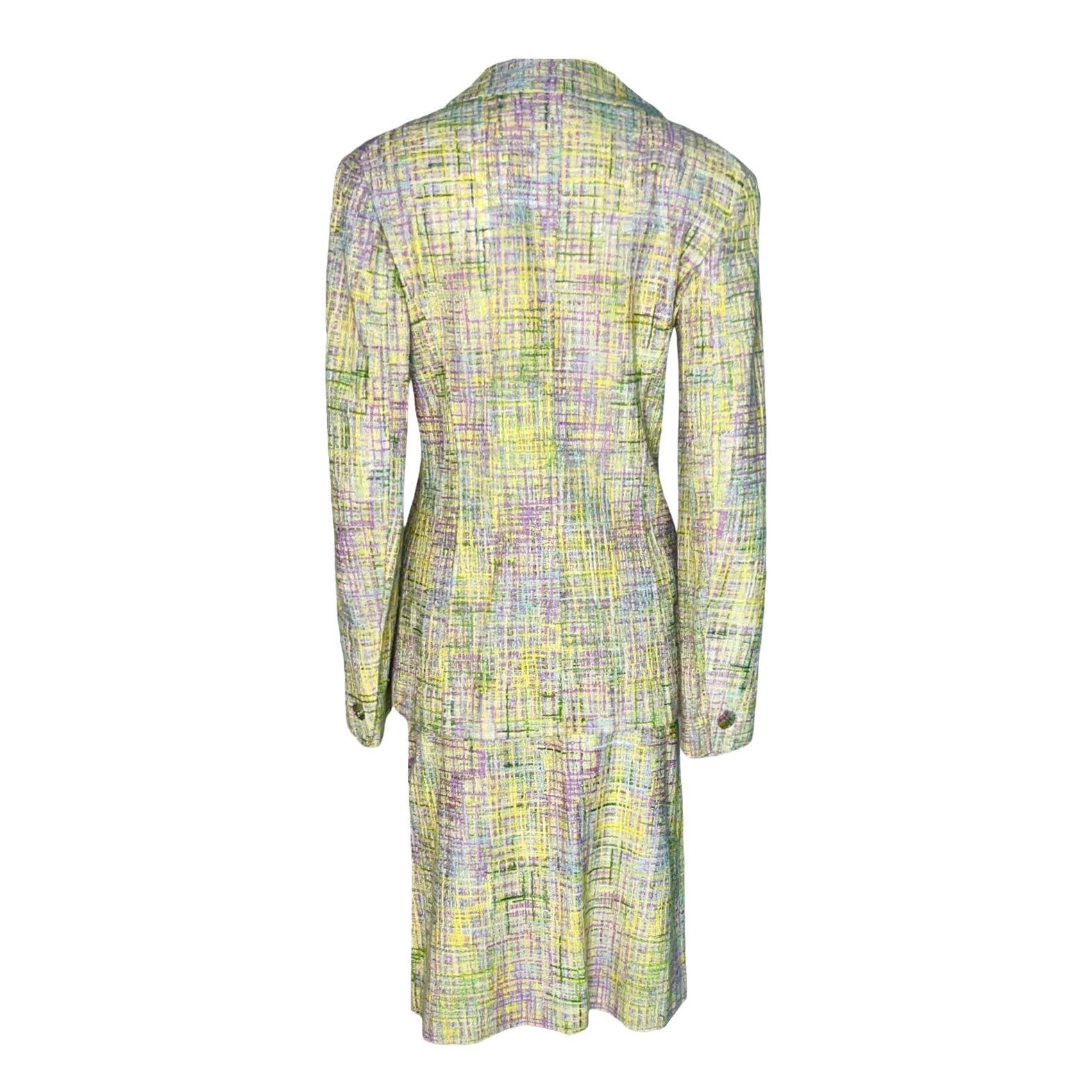 Beige CHANEL 1998 Tweed Dress Jacket Skirt Suit Ensemble Set - 3 PCS as seen on Kate For Sale