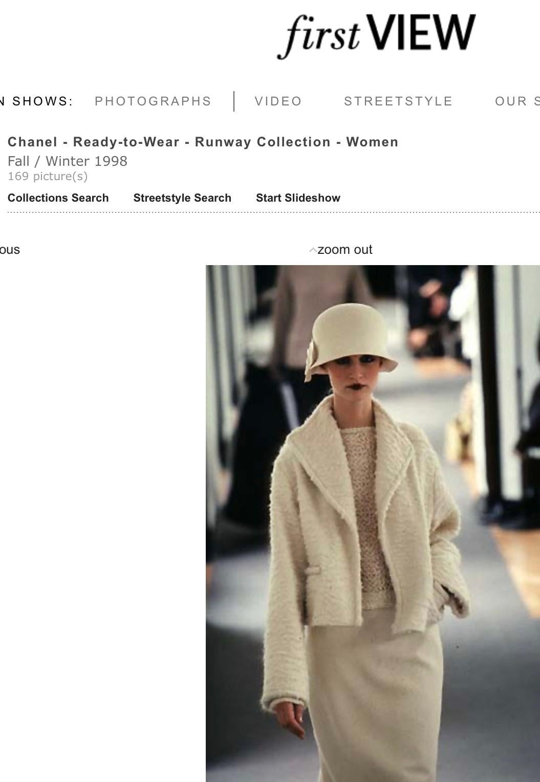Chanel Runway Fall 1998 Creme Mohair & Wool Blend Jacket - Size 38 For Sale 11