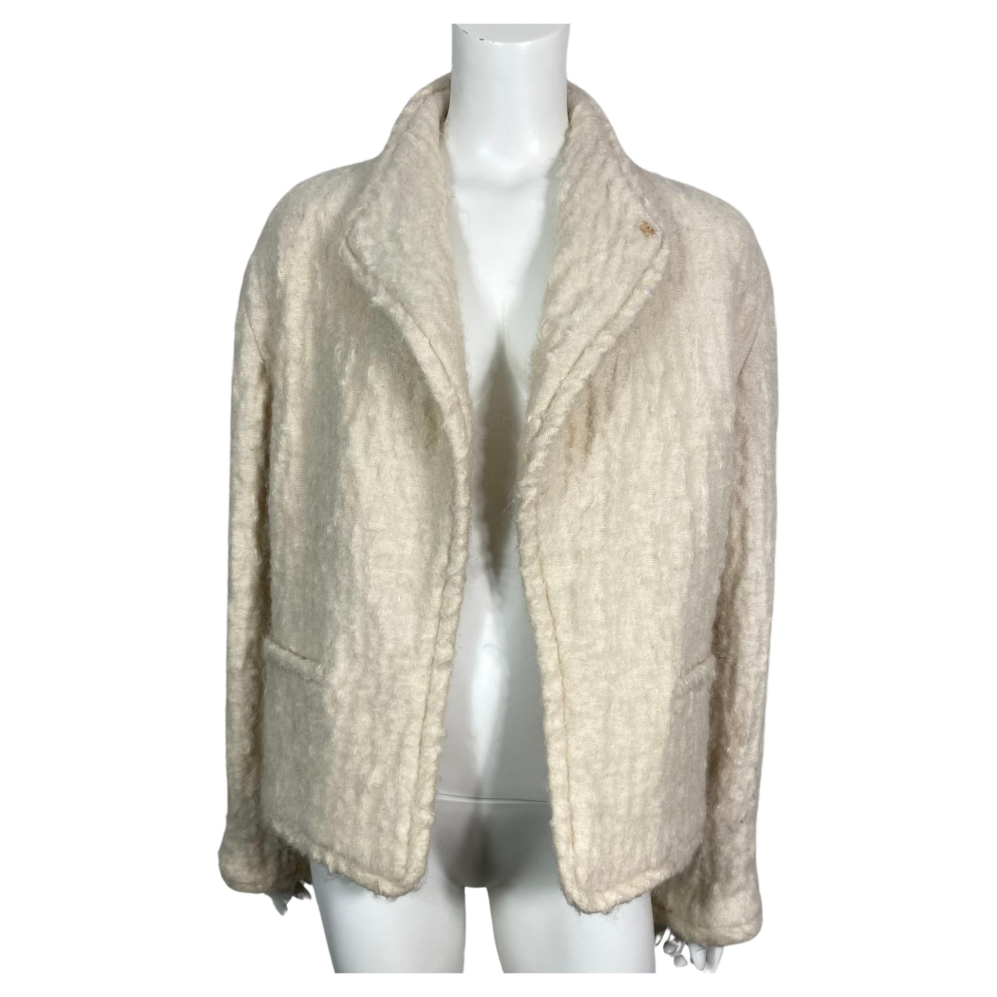 Chanel Runway Fall 1998 Creme Mohair & Wool Blend Jacket - Size 38 For Sale