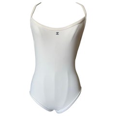 Chanel 1998 year White Open-Back Swimsuit, Made in France, Size 38