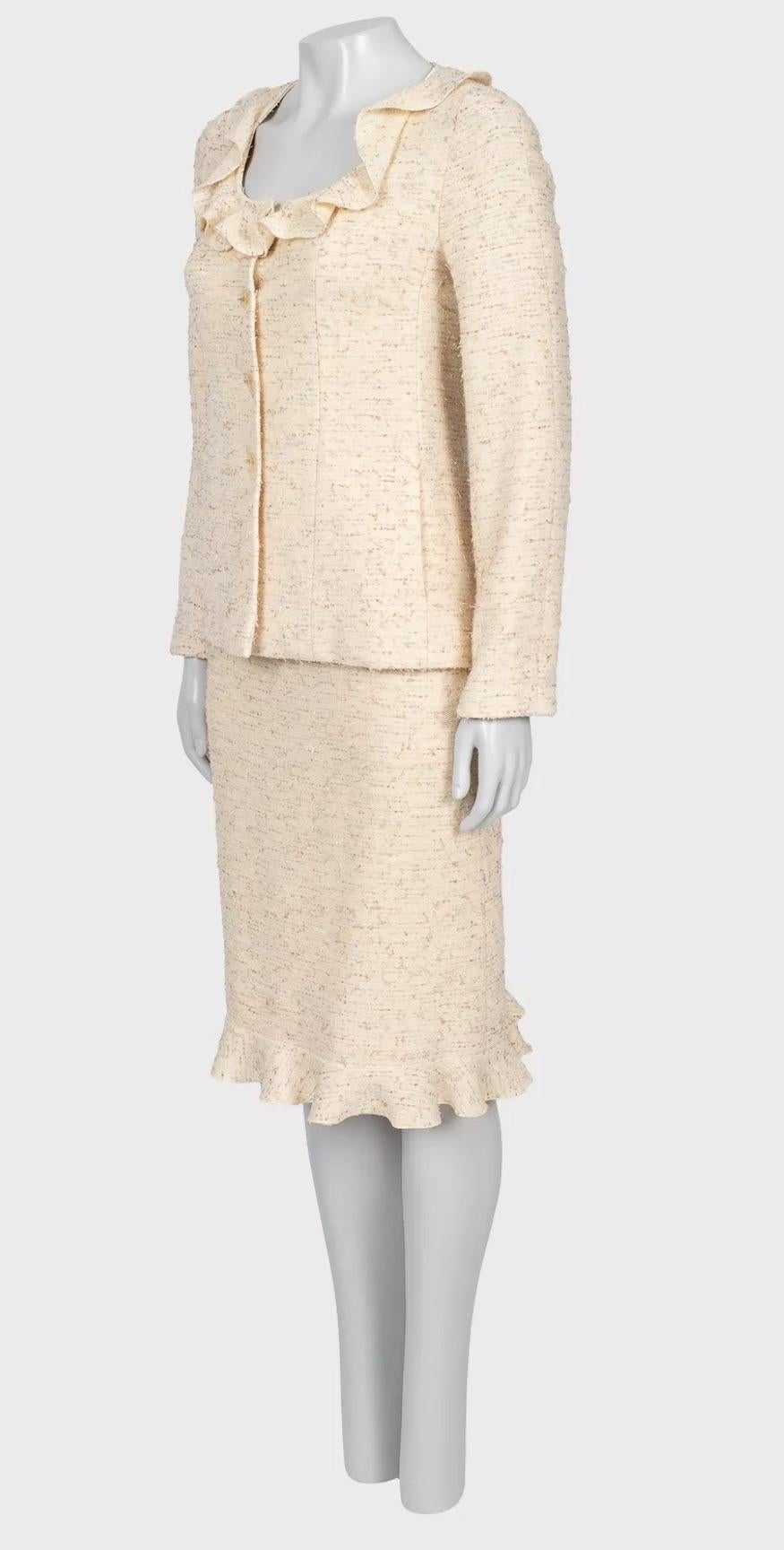 Chanel 1999/2000 - Mary Quant - tailleur en tweed ivoire - Taille 36 en vente 5